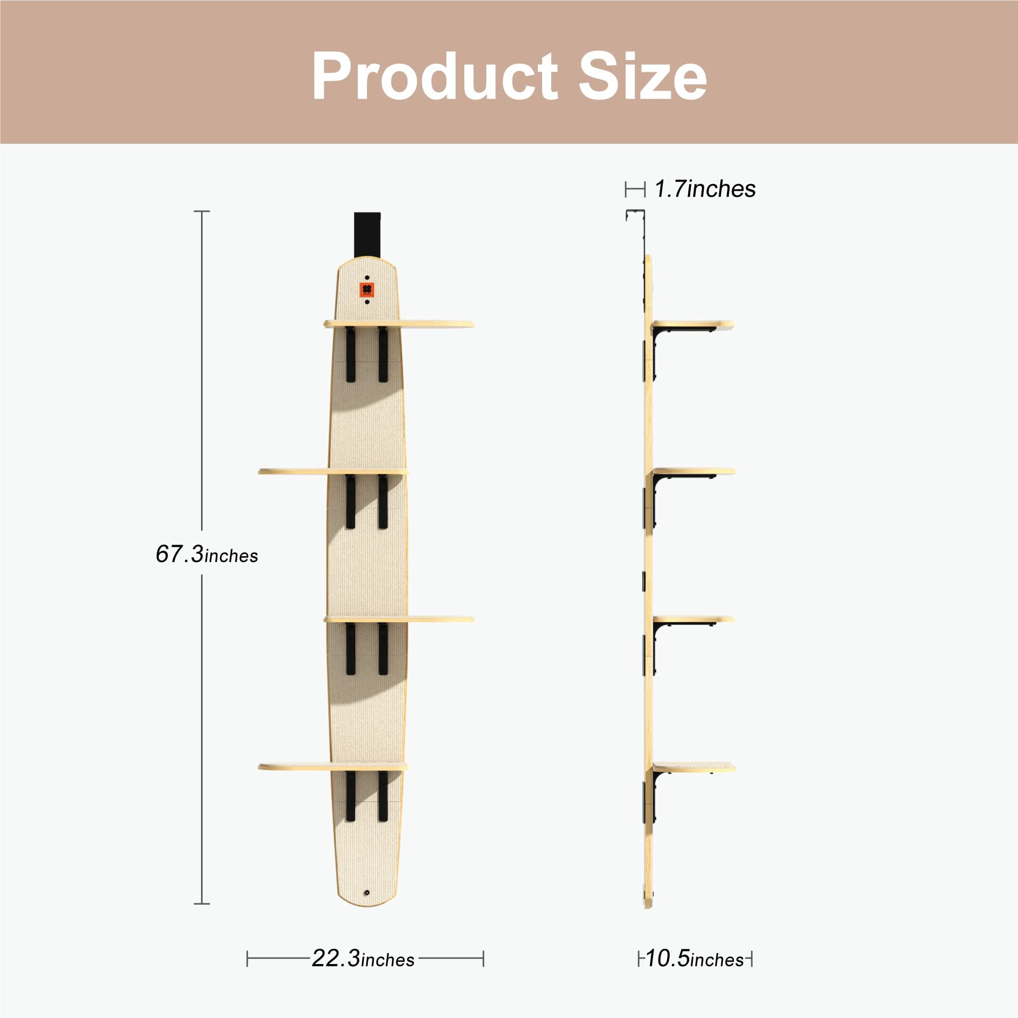 Mewoofun Large Simple Climbing Wall, 4-Level Cat Climber Shelves Door Mounted Cat Tree Tower - Image 3