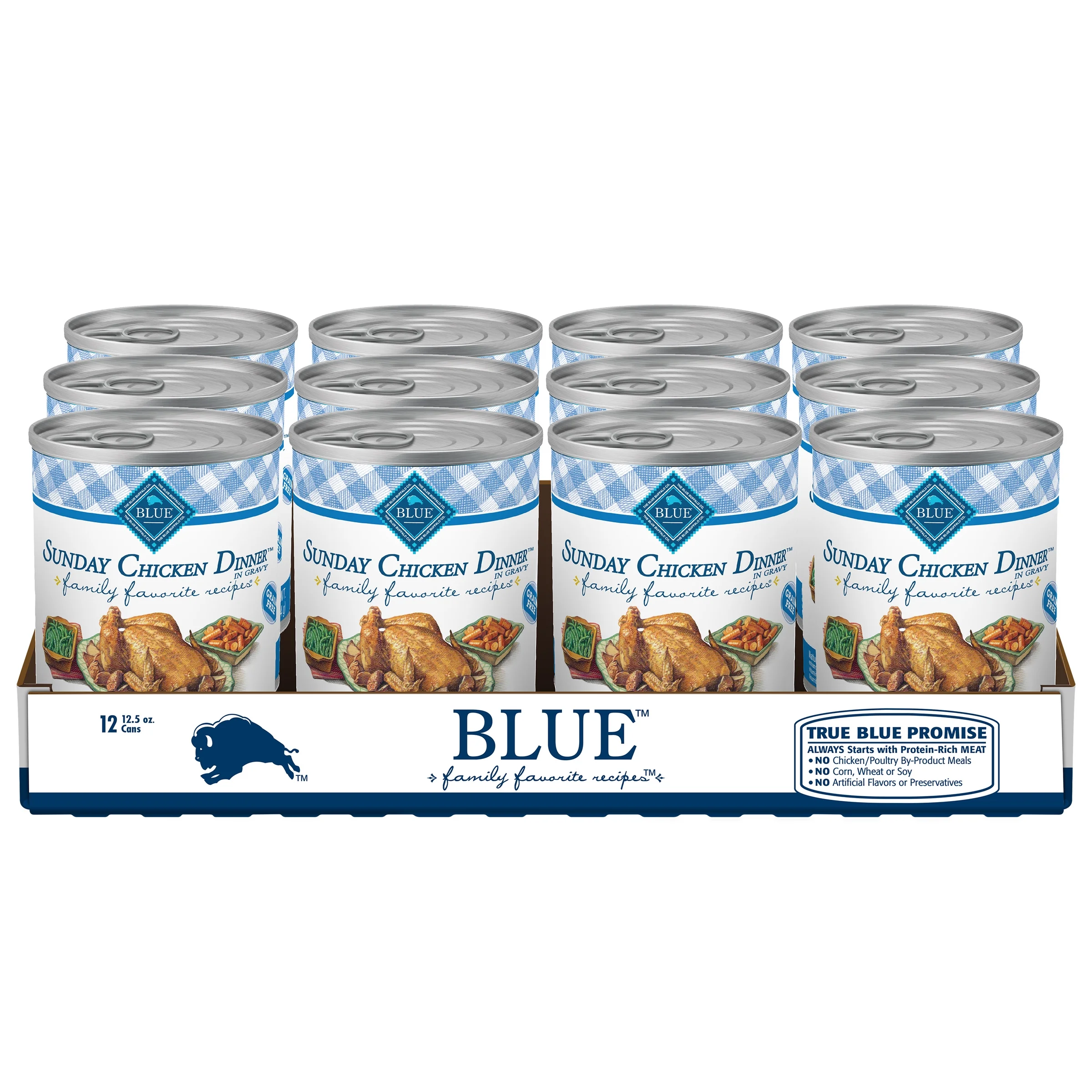 (4 pack) Blue Buffalo Family Favorites Natural Adult Wet Dog Food, Sunday Chicken 12.5-oz can (Pack of 12) - Image 2