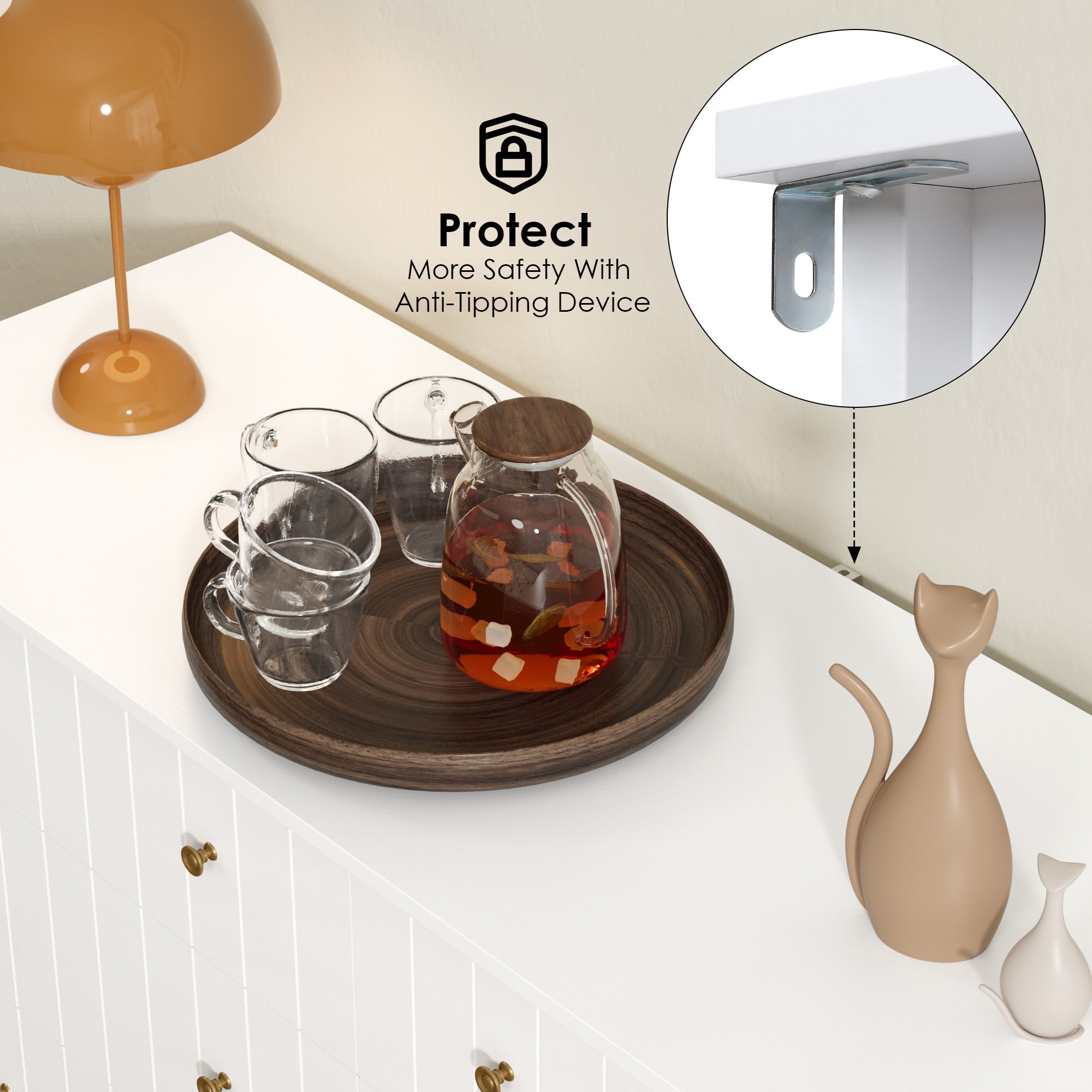 Homfa 6 Drawer Double White Dresser for Bedroom, Modern Dresser Wood Storage Cabinet with Classic Handle for Living Room - Image 7