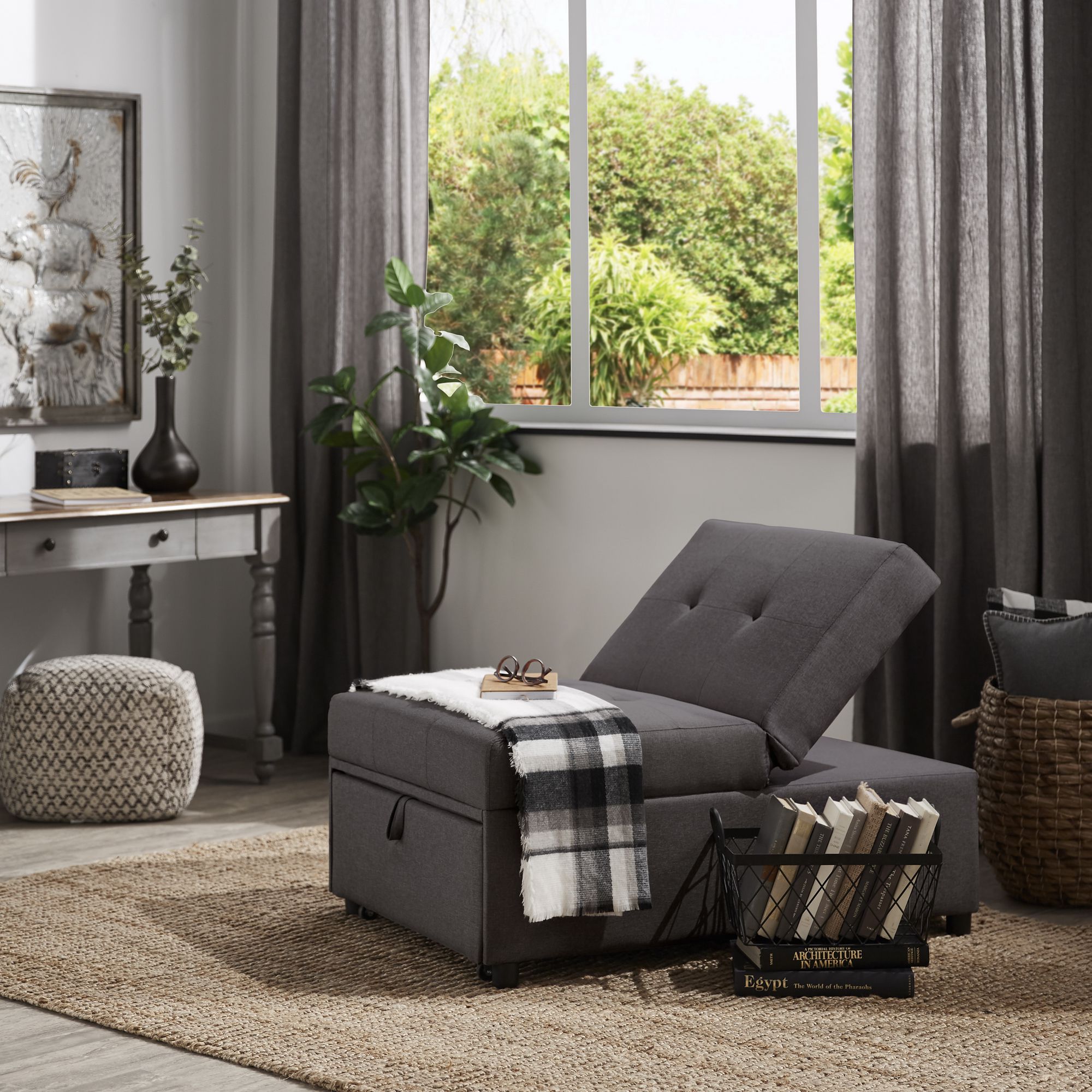 Weston Home Tucker Convertible Ottoman, Dark Grey - Image 12