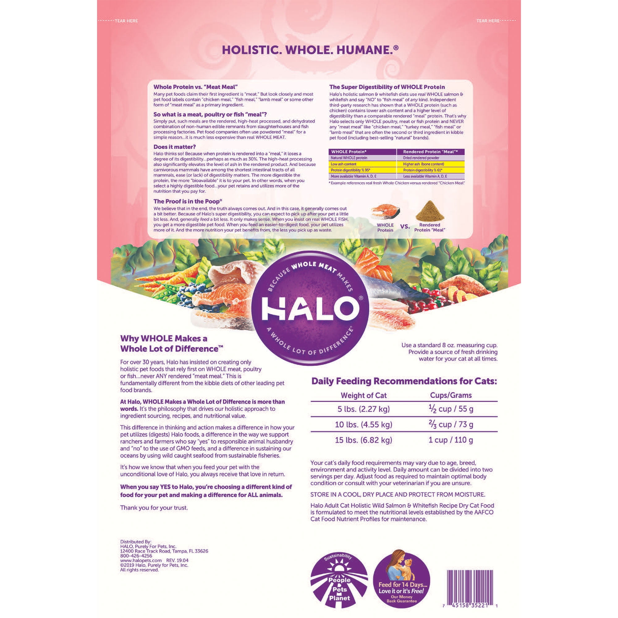 Halo Natural Dry Cat Food, Wild Salmon & Whitefish Recipe, 10-Pound Bag - Image 6