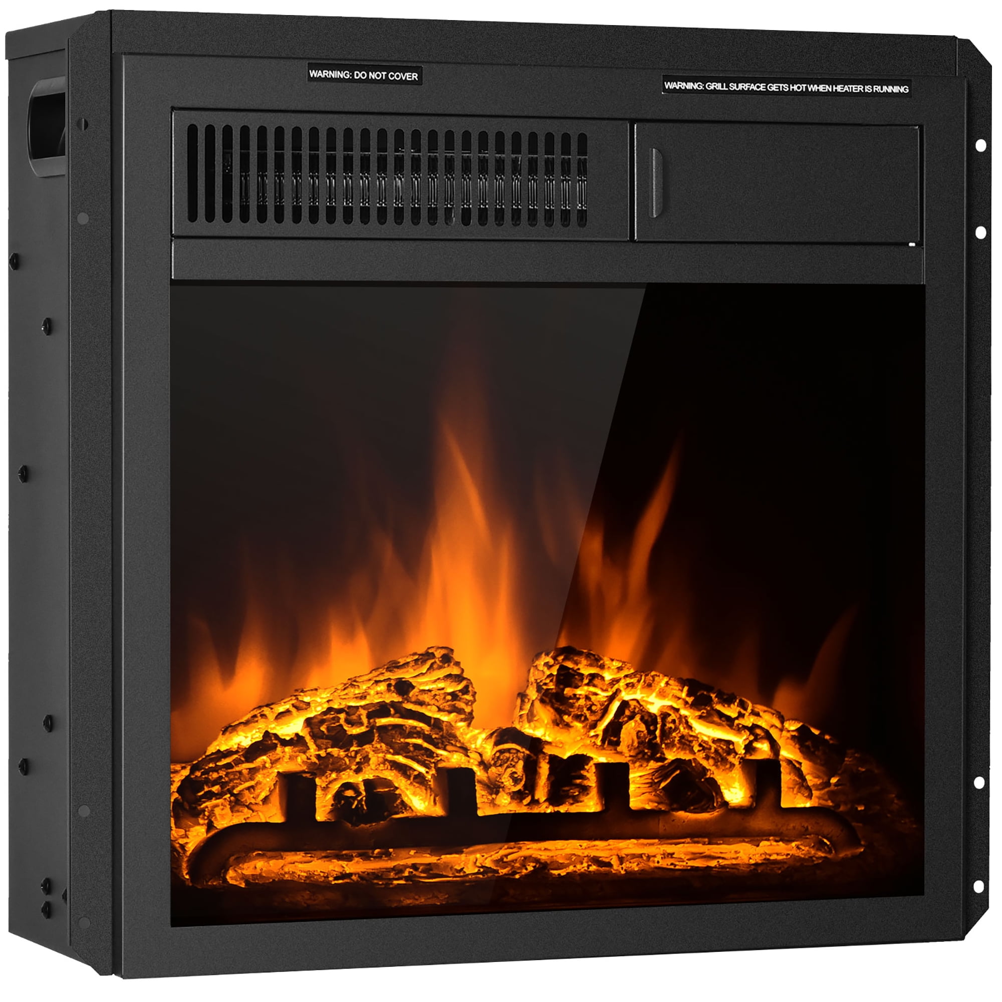 Costway 18'' Electric Fireplace Insert Freestanding & Recessed Heater Log Flame Remote - Image 3