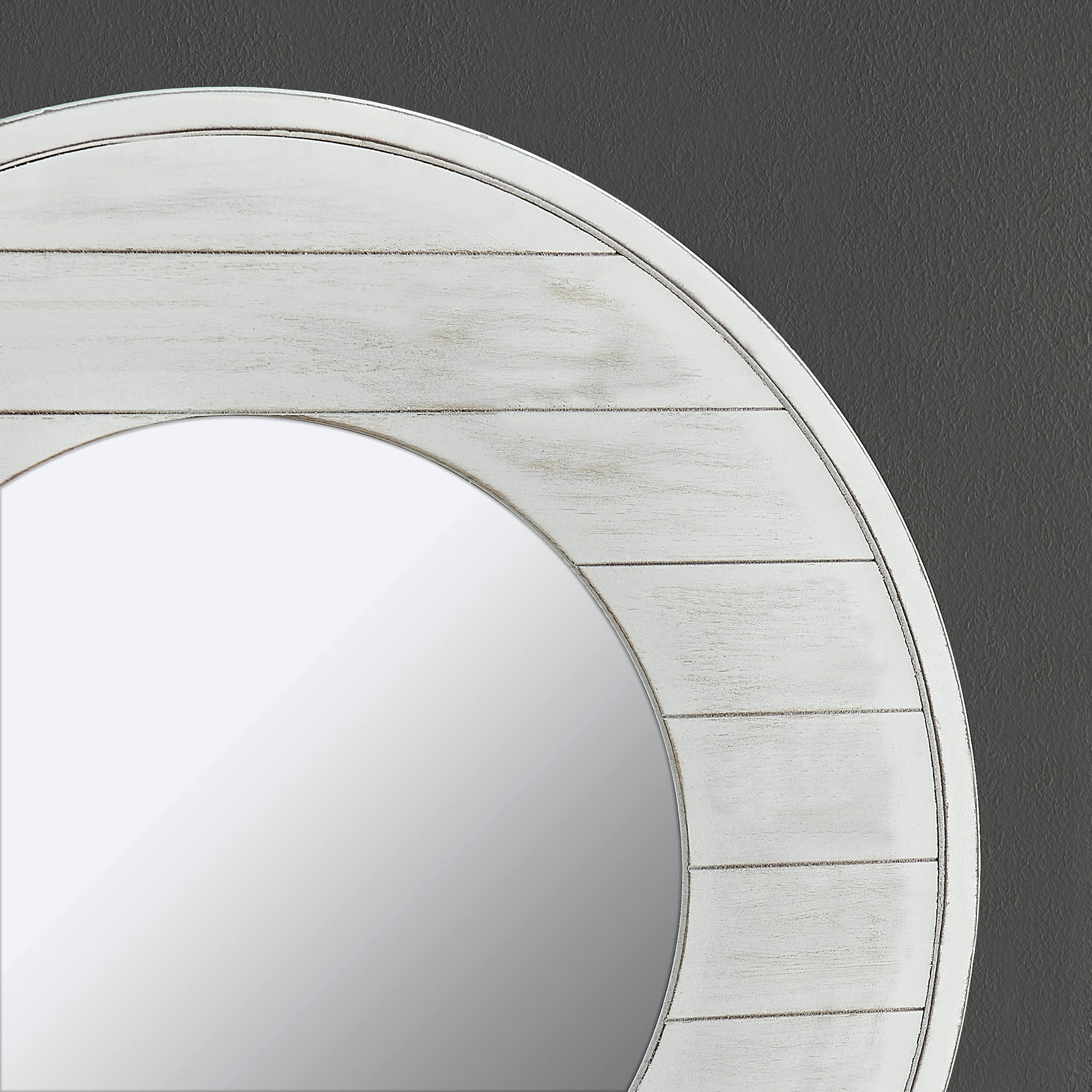 FirsTime & Co. White Ellison Shiplap Wall Mirror, Farmhouse, Round, 27 x 0.5 x 27 in - Image 6