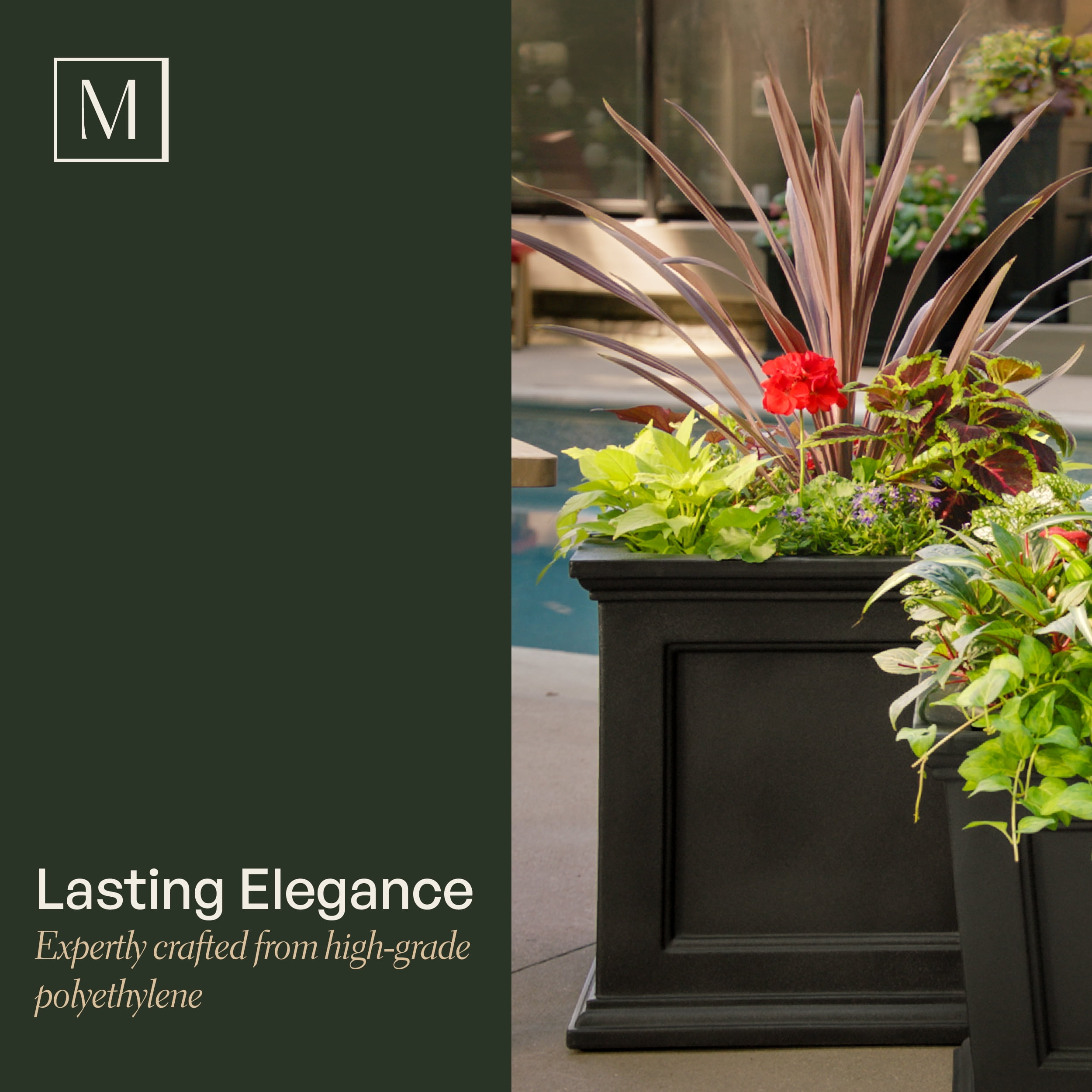 Mayne Fairfield 20" x 20" x 20" Square Espresso Self Watering Plastic Planter - Image 2