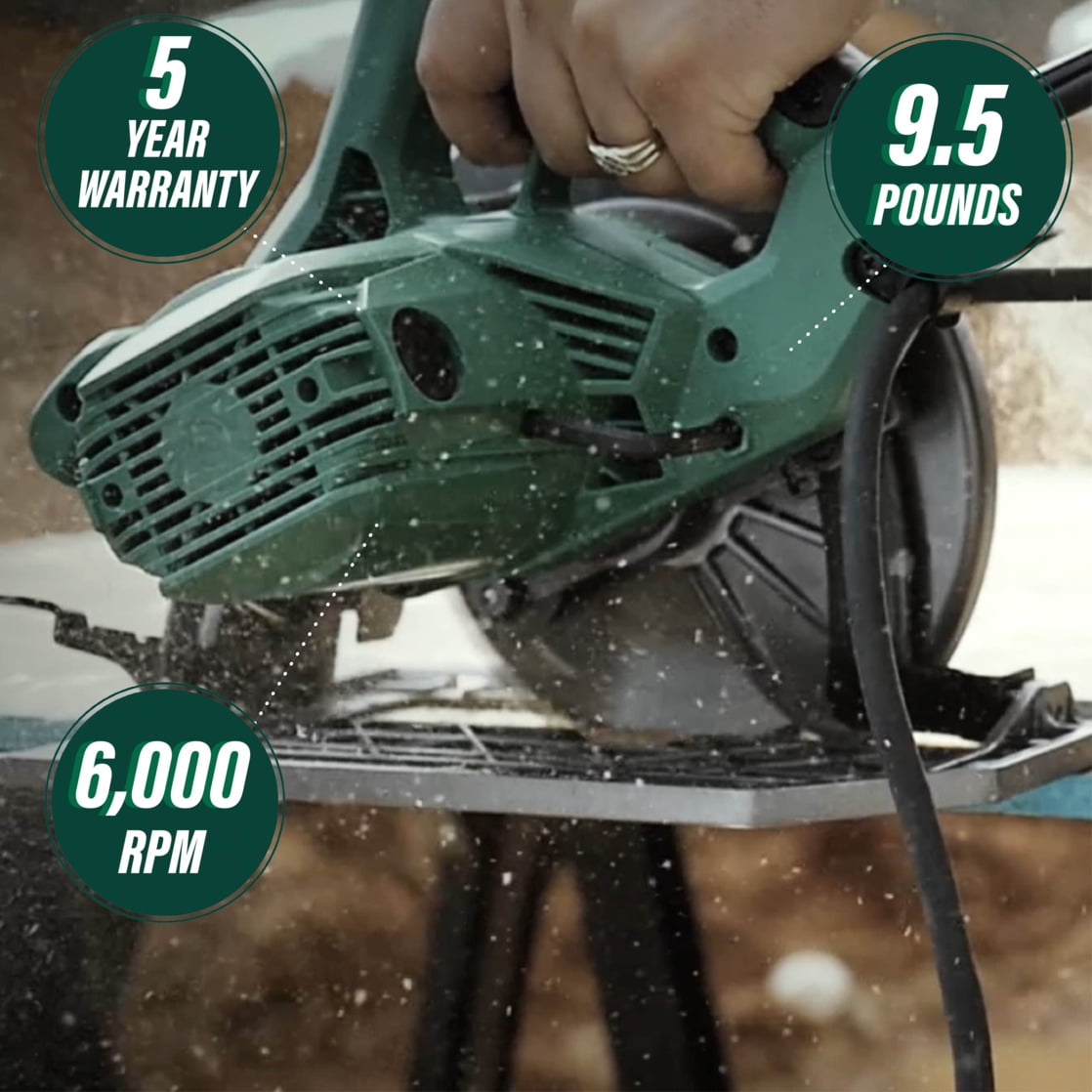 Metabo HPT 7-1/4-Inch Circular Saw Kit | 6,000 Rpm, 15-Amp Motor | Integrated Dust Blower | 24T Premium Framing/Ripping Blade | Single Handed Bevel Adjustment | C7SB3 - Image 6