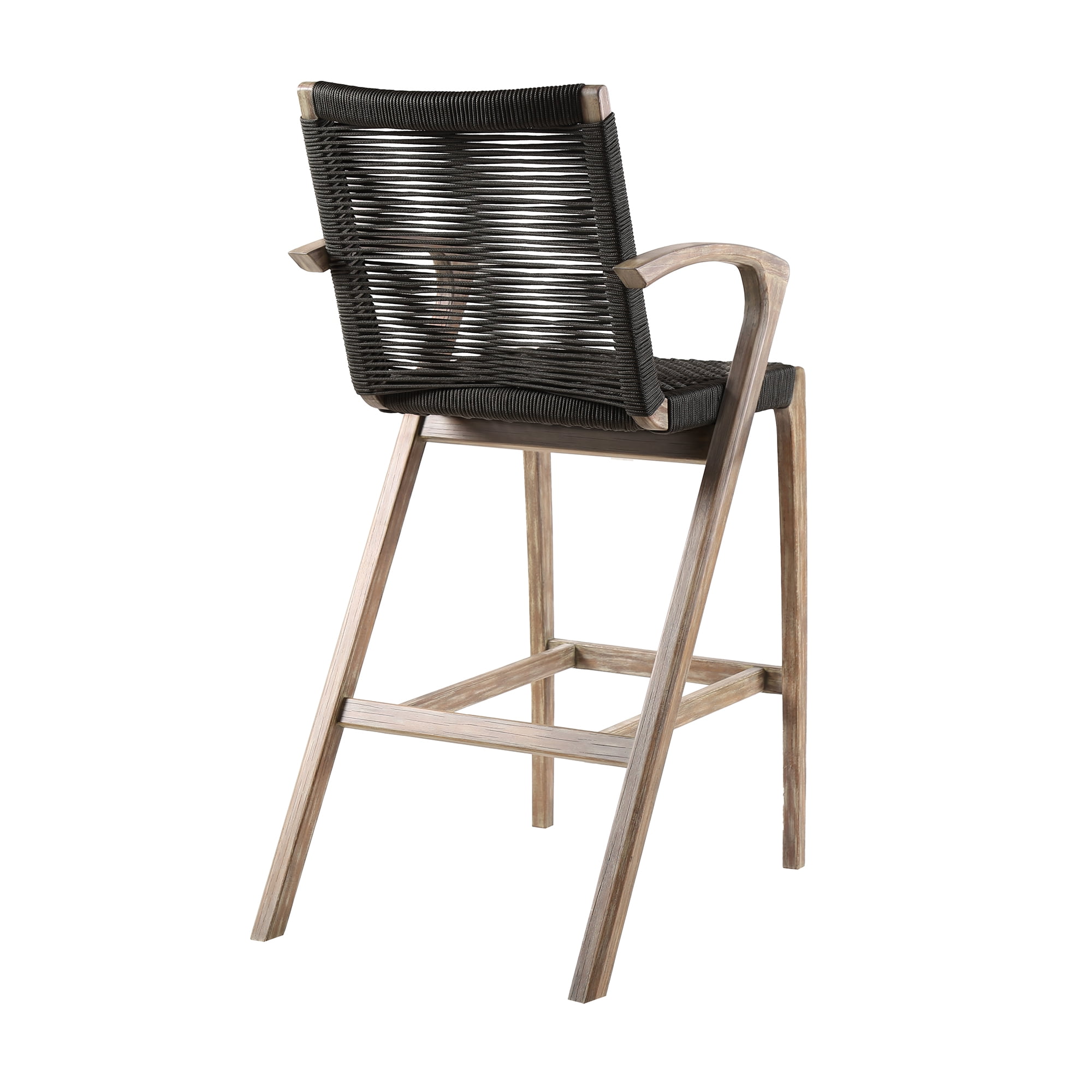 Nabila Outdoor Light Eucalyptus Wood and Charcoal Rope Counter and Bar Height Stool - Image 2