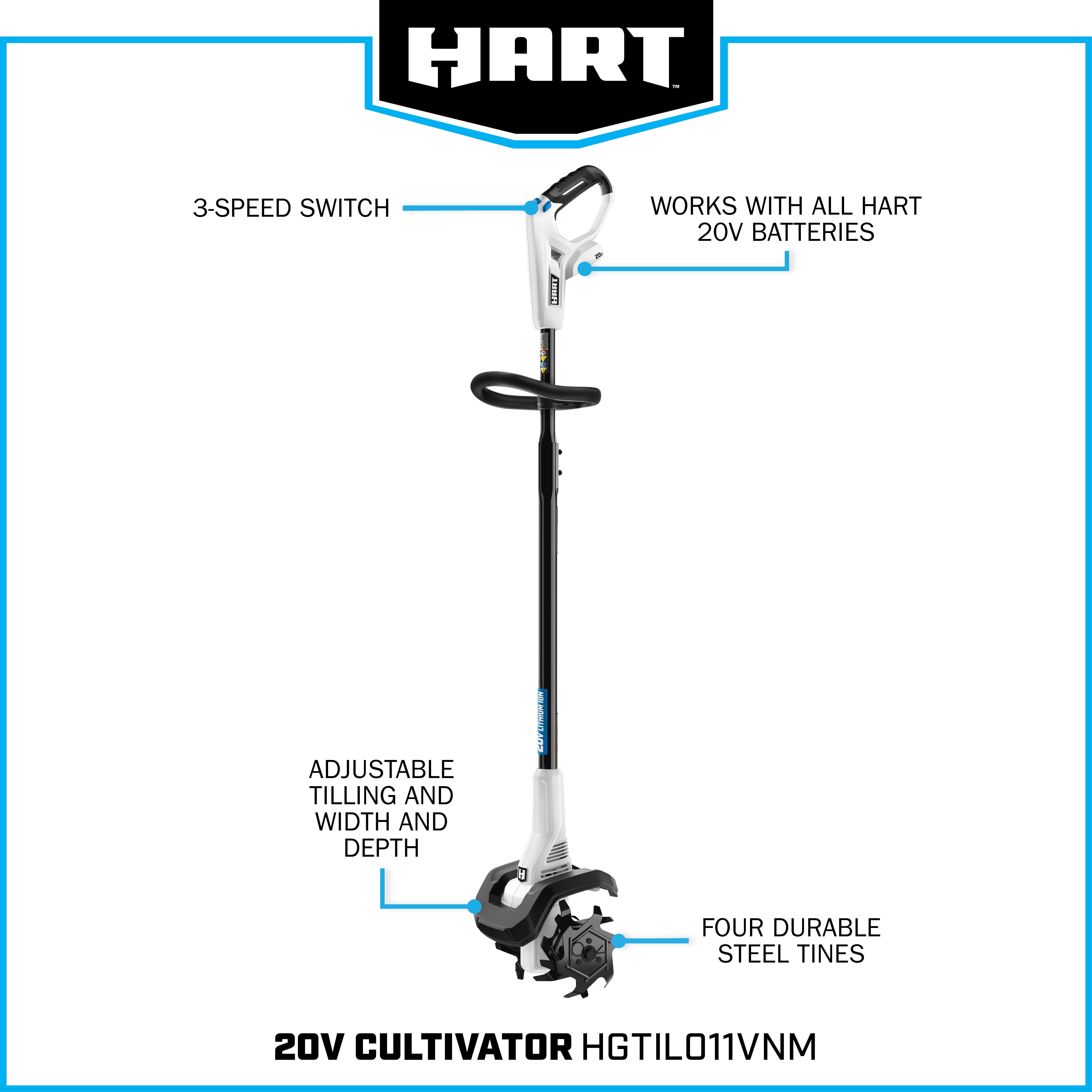HART 20-Volt Cordless Cultivator (1) 4.0Ah Lithium-Ion Battery - Image 7