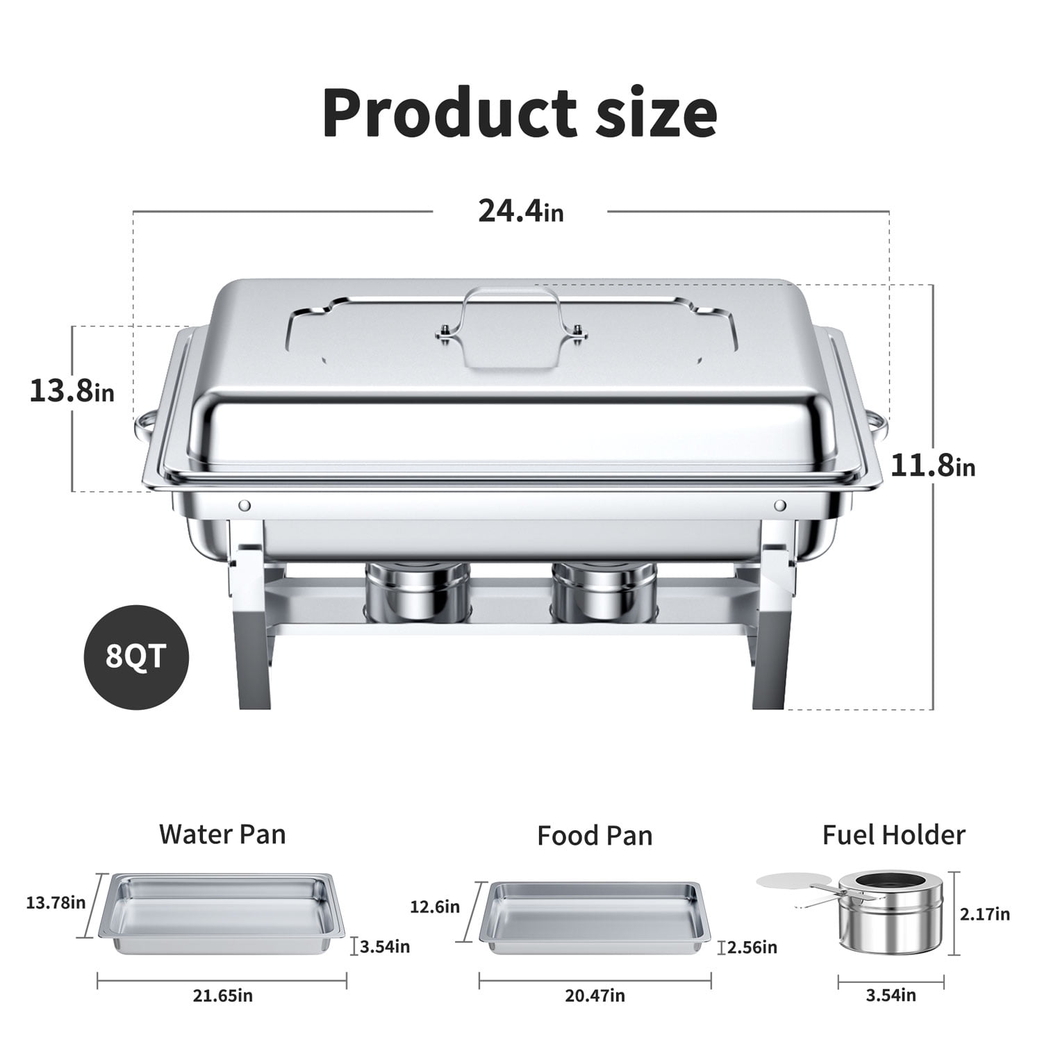 Chafing Dish Buffet Set 4 Pack: TINANA 8QT Stainless Steel Chafing Dishes for Buffet, Chafers and Buffet Warmers Sets for Parties, Events, Wedding, Camping, Dinner - Image 4