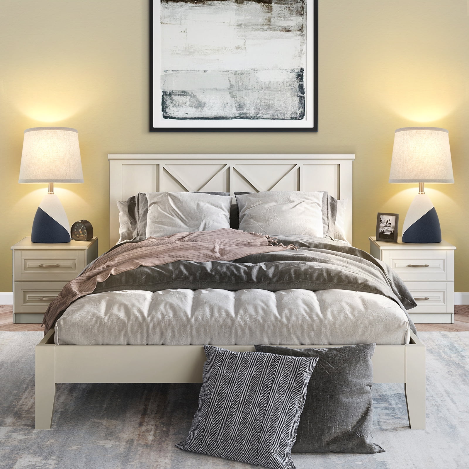 NATYSWAN Modern Ceramic Table Lamps Set of 2, 3 Way Dimmable Bedside Nightstand Lamp for Living Room Bedroom,19" Black White Classic - Image 4