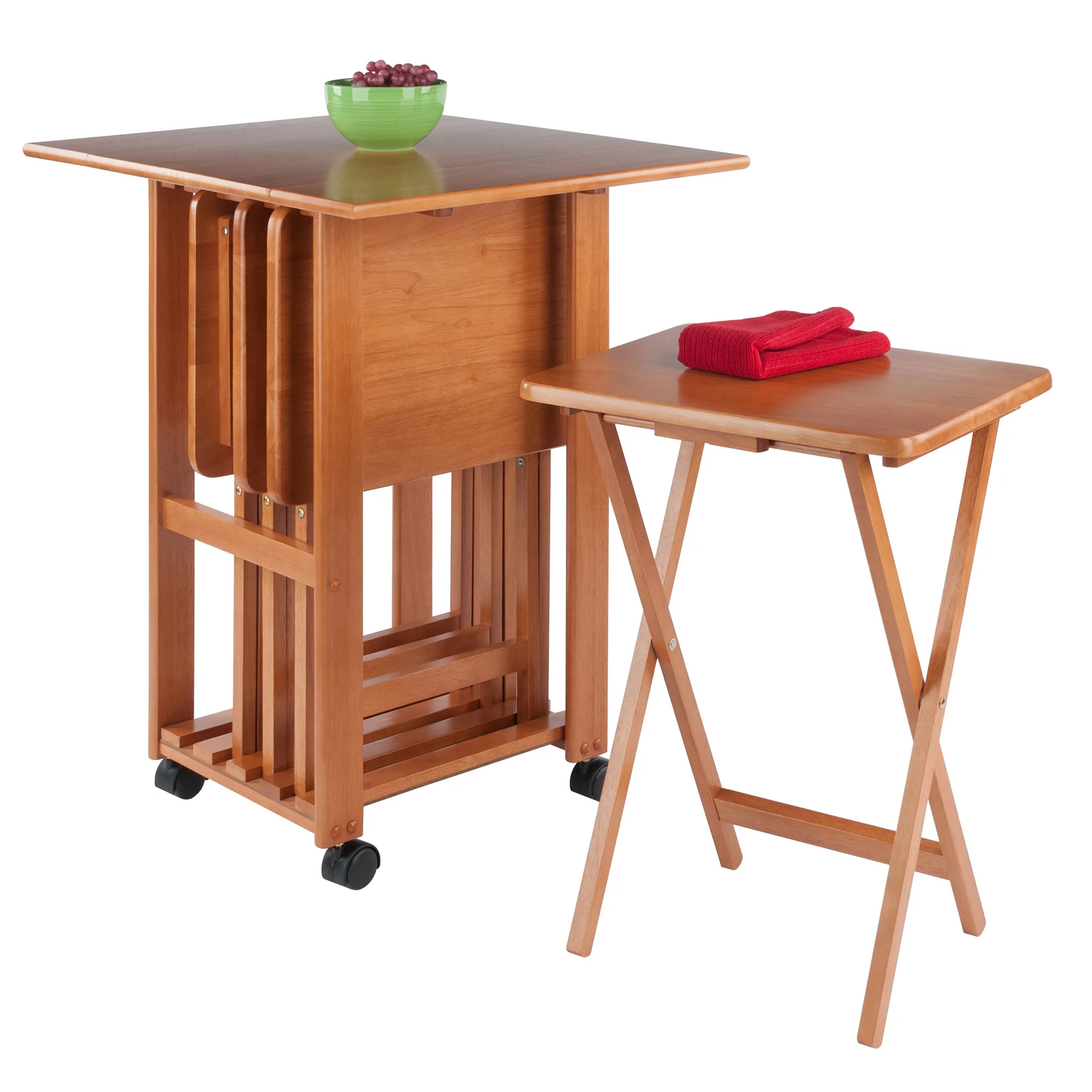 Winsome Wood Sophia 5-Pc Snack Table Set, Teak Finish - Image 14