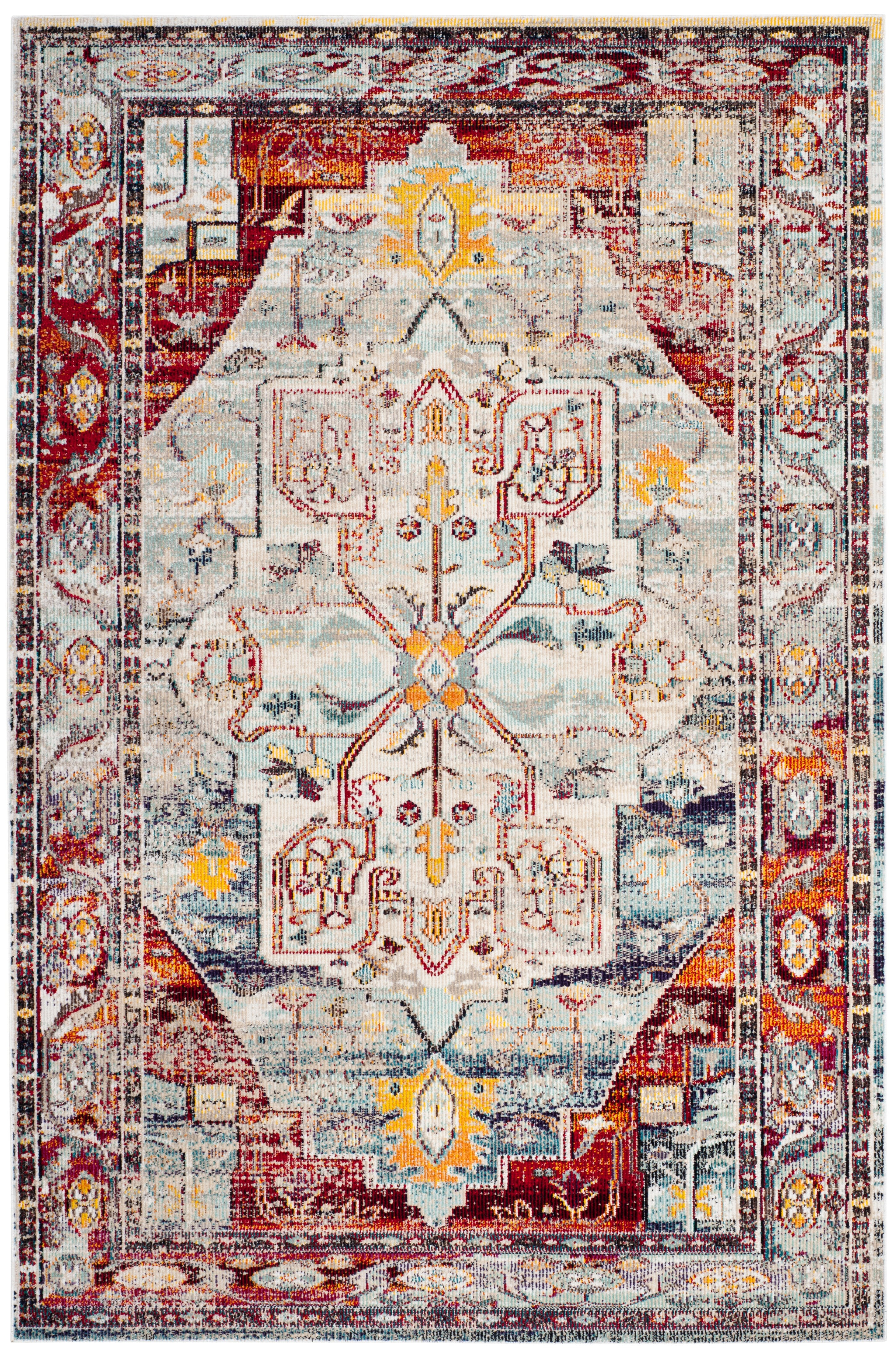 SAFAVIEH Crystal Jonette Oriental Area Rug, Light Blue/Red, 5' x 8' - Image 3