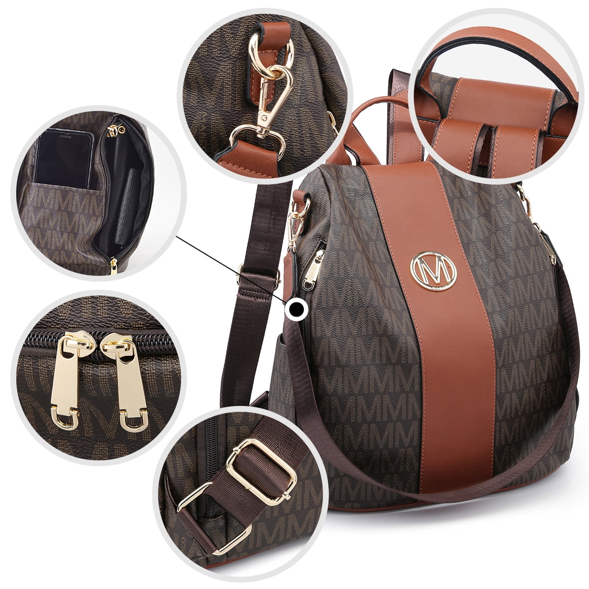 MKP Woman Fashion Backpacks Handbags Anti-Theft Travel School Bags Shoulder Purse Wallet Set 2pcs - Image 2