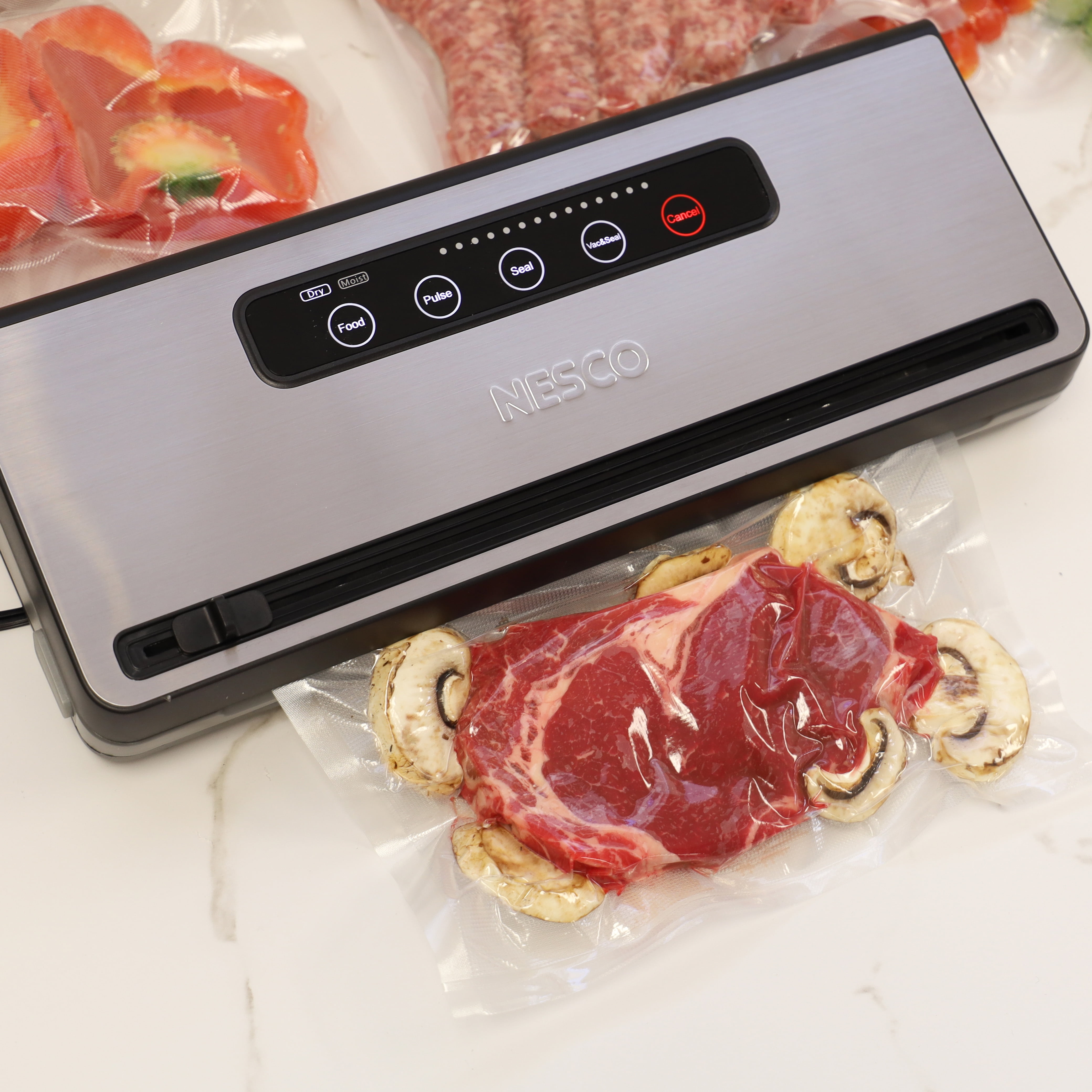NESCO® Vacuum Sealer Machine, One-Touch Automatic Food Sealer With Digital Control Panel, Pulse Mode, Built-In Roll Storage, For Bulk Food Storage & Freezer Meals, VS-101S - Image 11