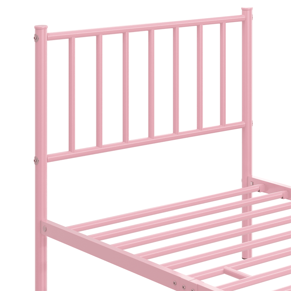 Renwick Justin Metal Platform Bed with Spindle Headboard and Footboard, Twin, Pink, Adult - Image 5