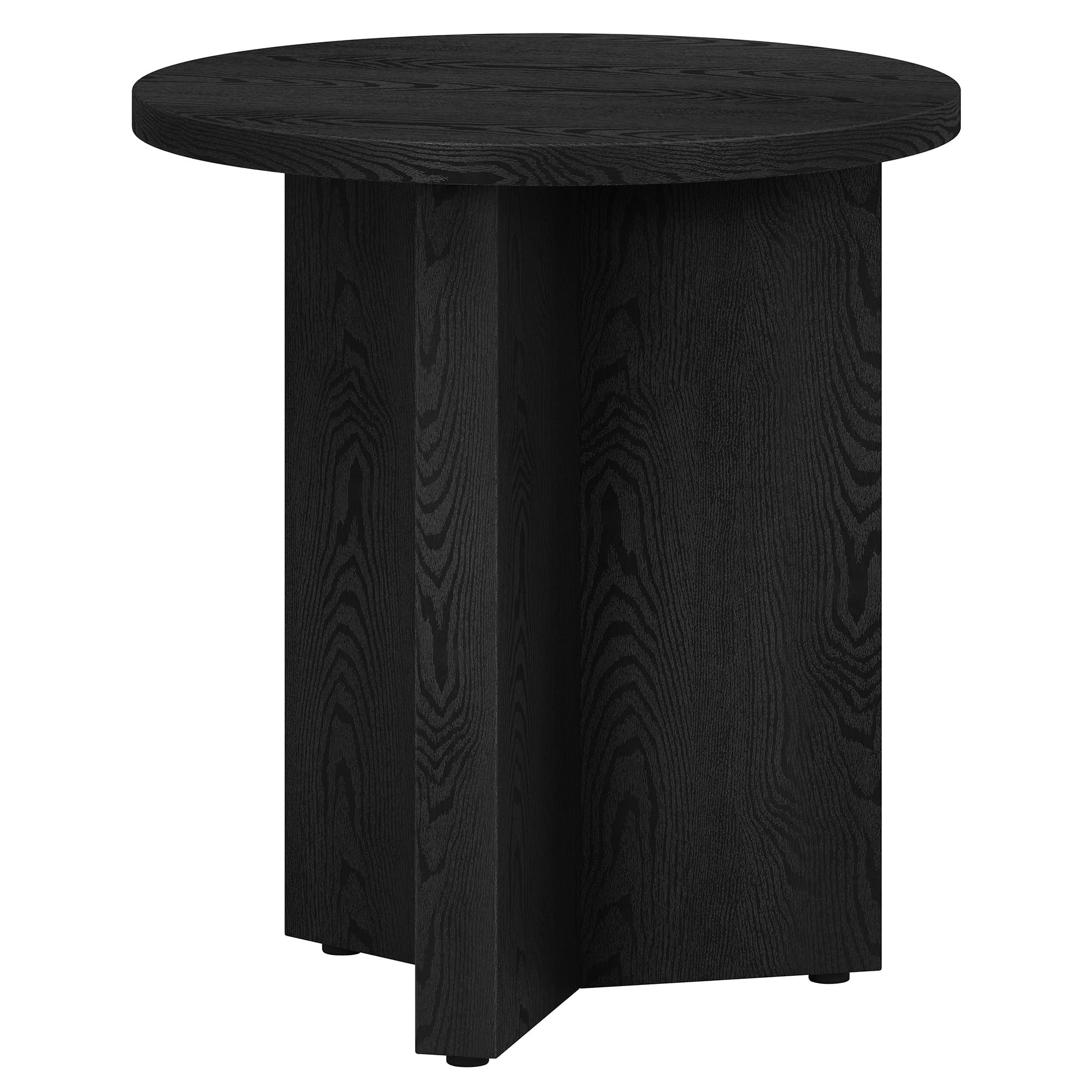 Evelyn&Zoe Anders 20" Wide Round Side Table, Black Grain - Image 4