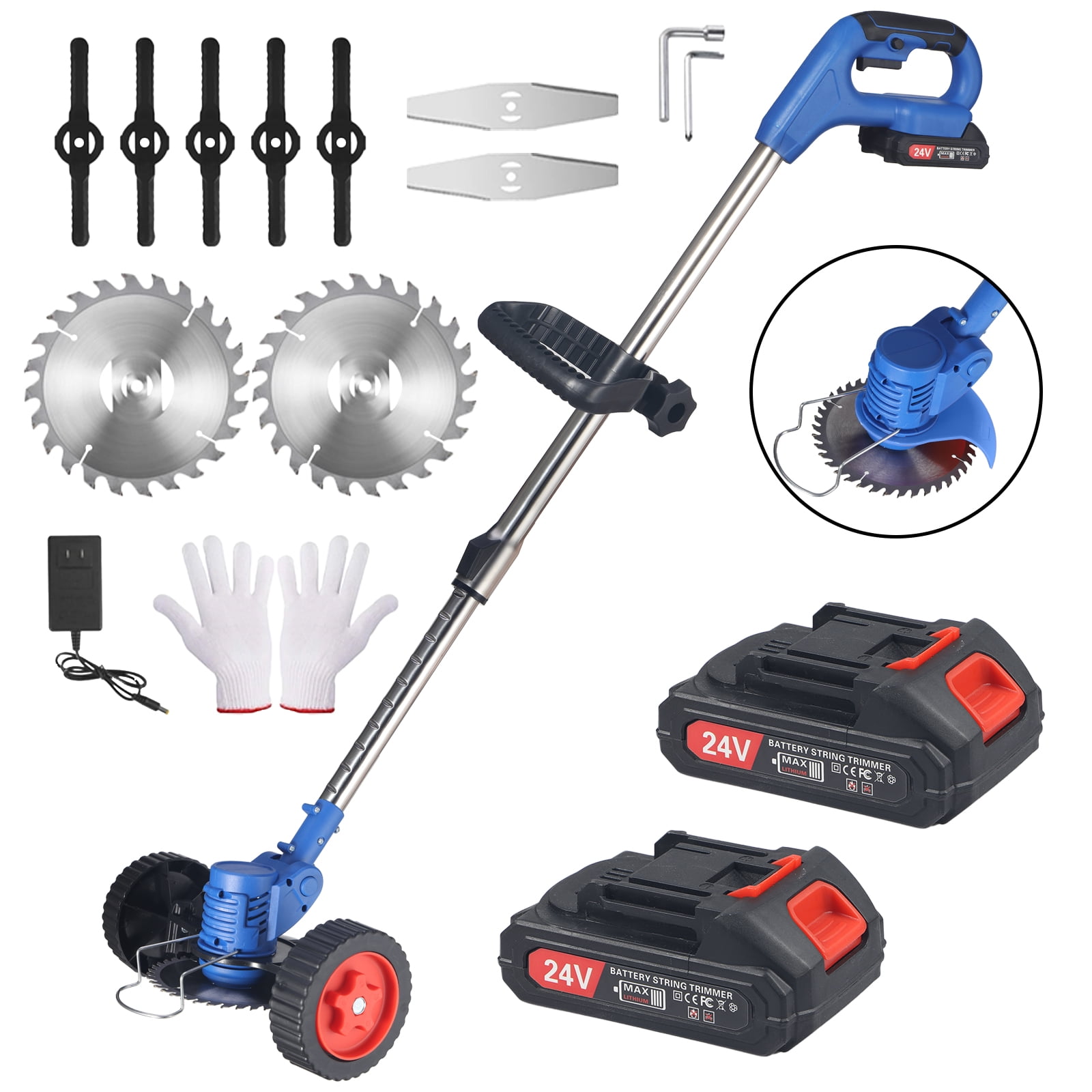 Paddsun Electric Weed Eater Lawn Edger Cordless Grass String Trimmer Cutter 24V &Battery - Image 5