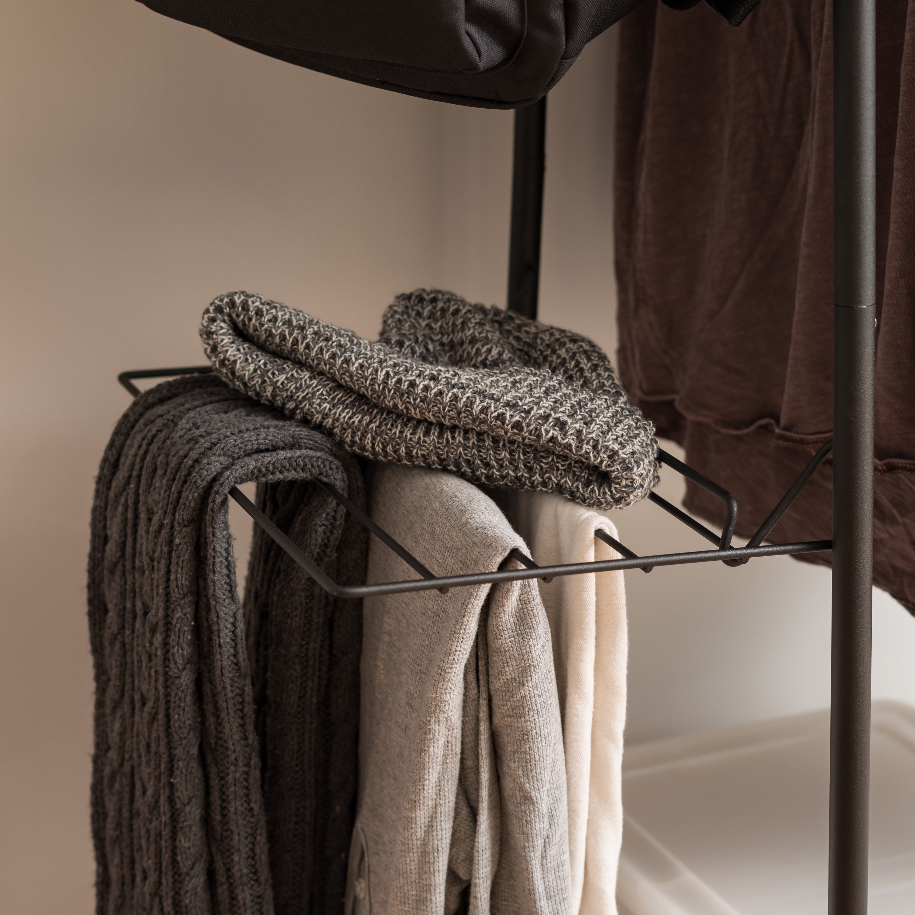 IRIS USA Clothes Rack with 2 Metal Shelves, Freestanding Clothing Racks for Hanging Clothes, Easy to Assemble, Standing Metal Sturdy Garment and Accessories Rack, Small Space Storage Solution, Black - Image 3