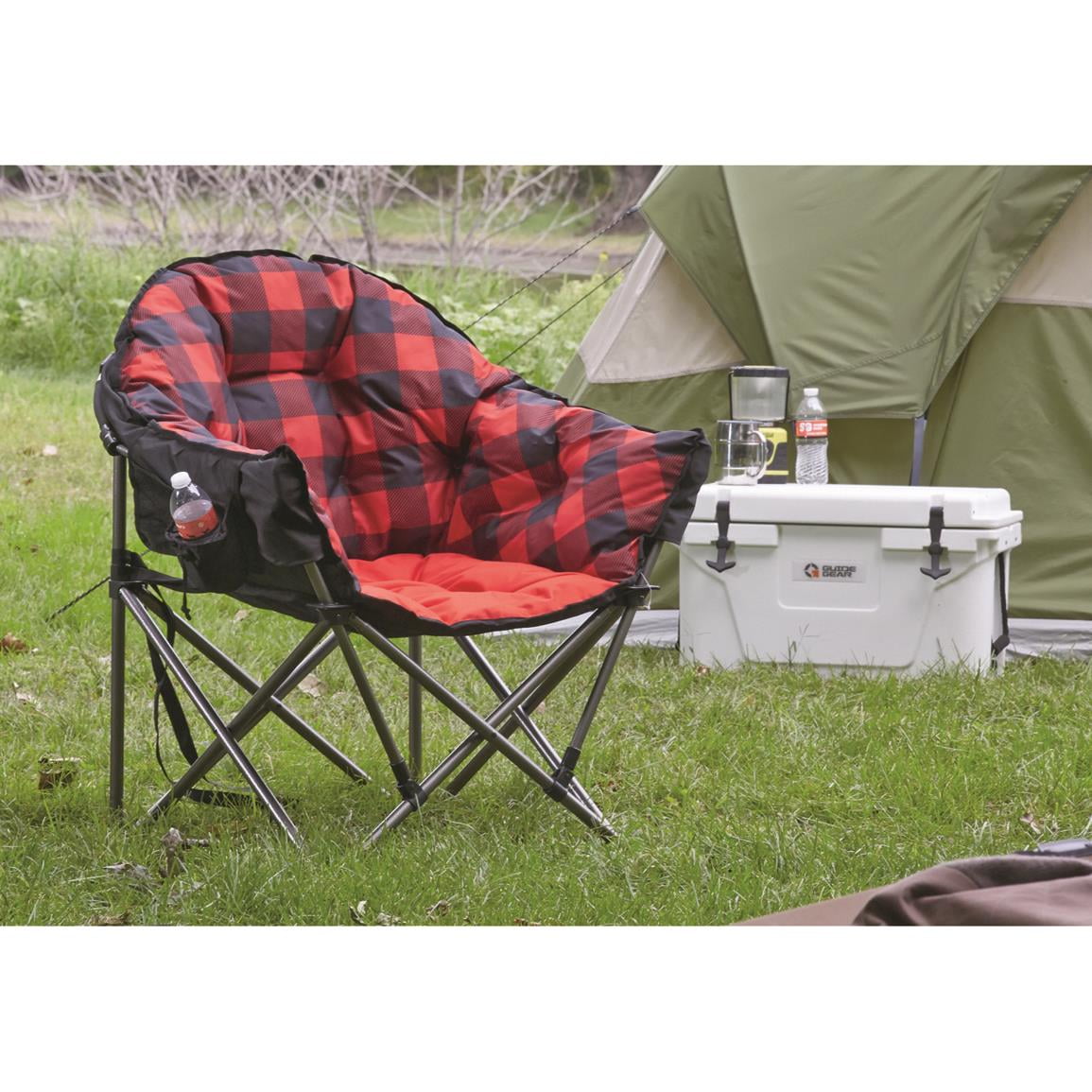 Guide Gear Oversized Club Camp Chair, 500-lb. Capacity Red Plaid - Image 5