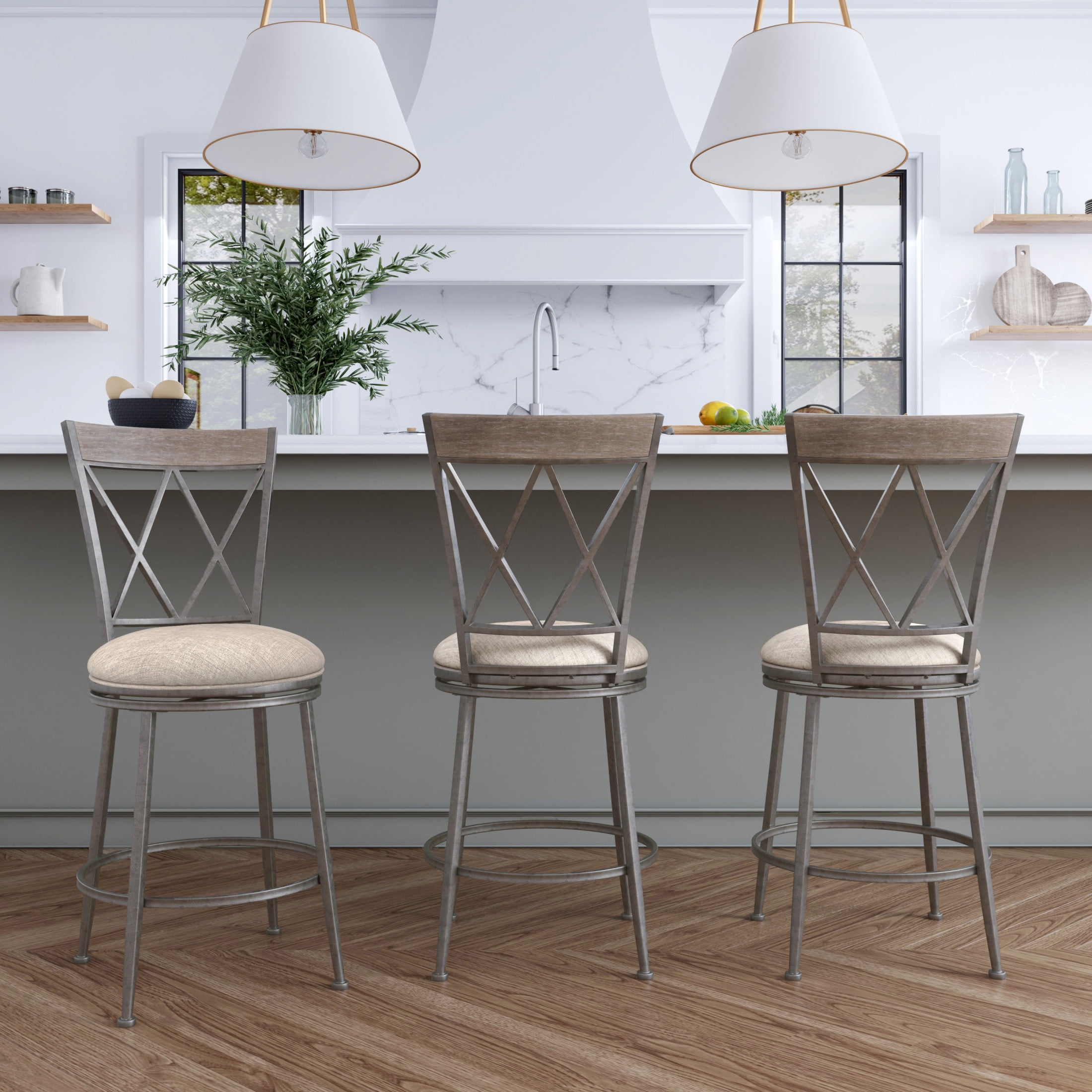 Hillsdale Furniture Stewart Metal Counter Height Swivel Stool, Aged Pewter - Image 16