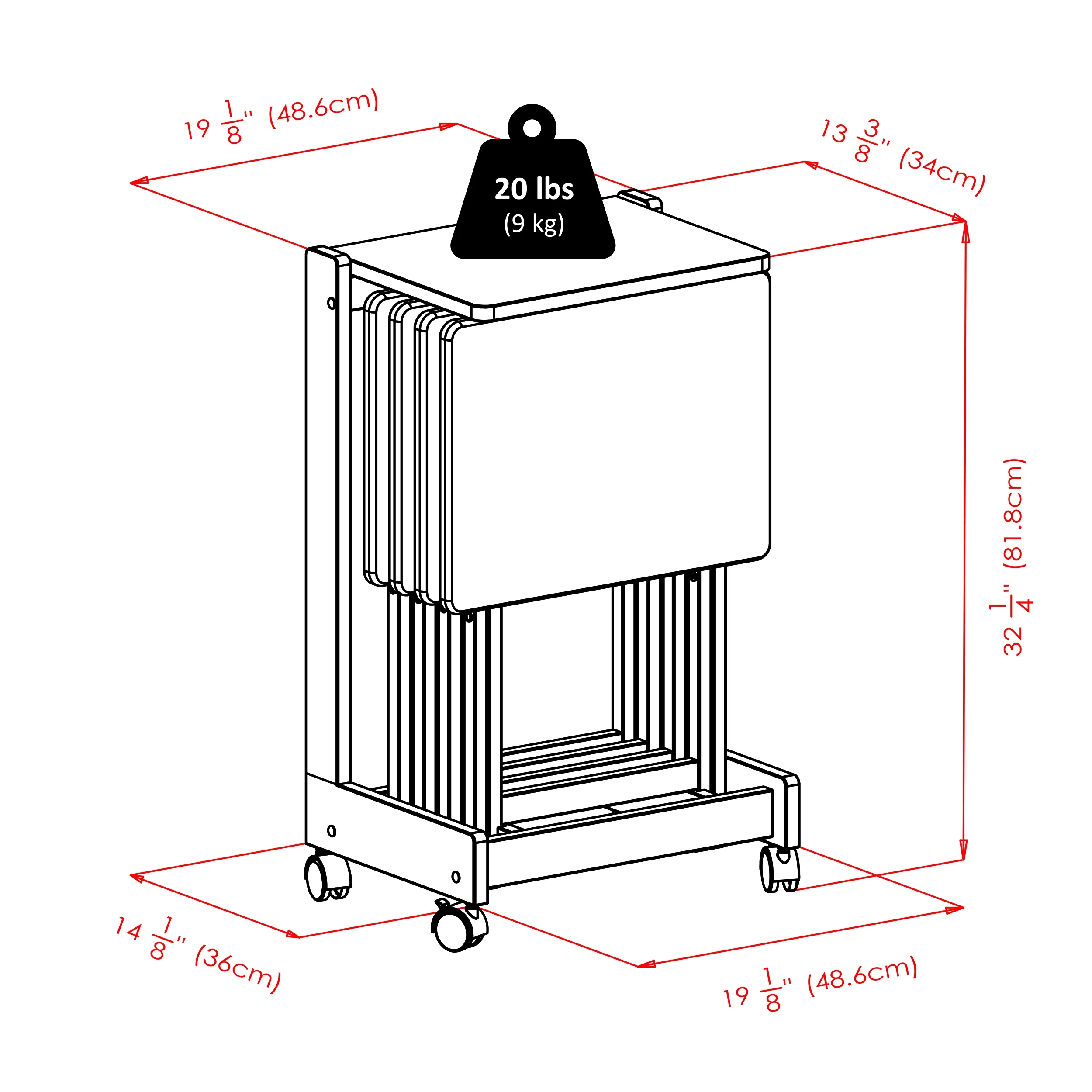 Winsome Brienda 5-Piece Snack Table Set, Serving Cart, Natural Finish - Image 11