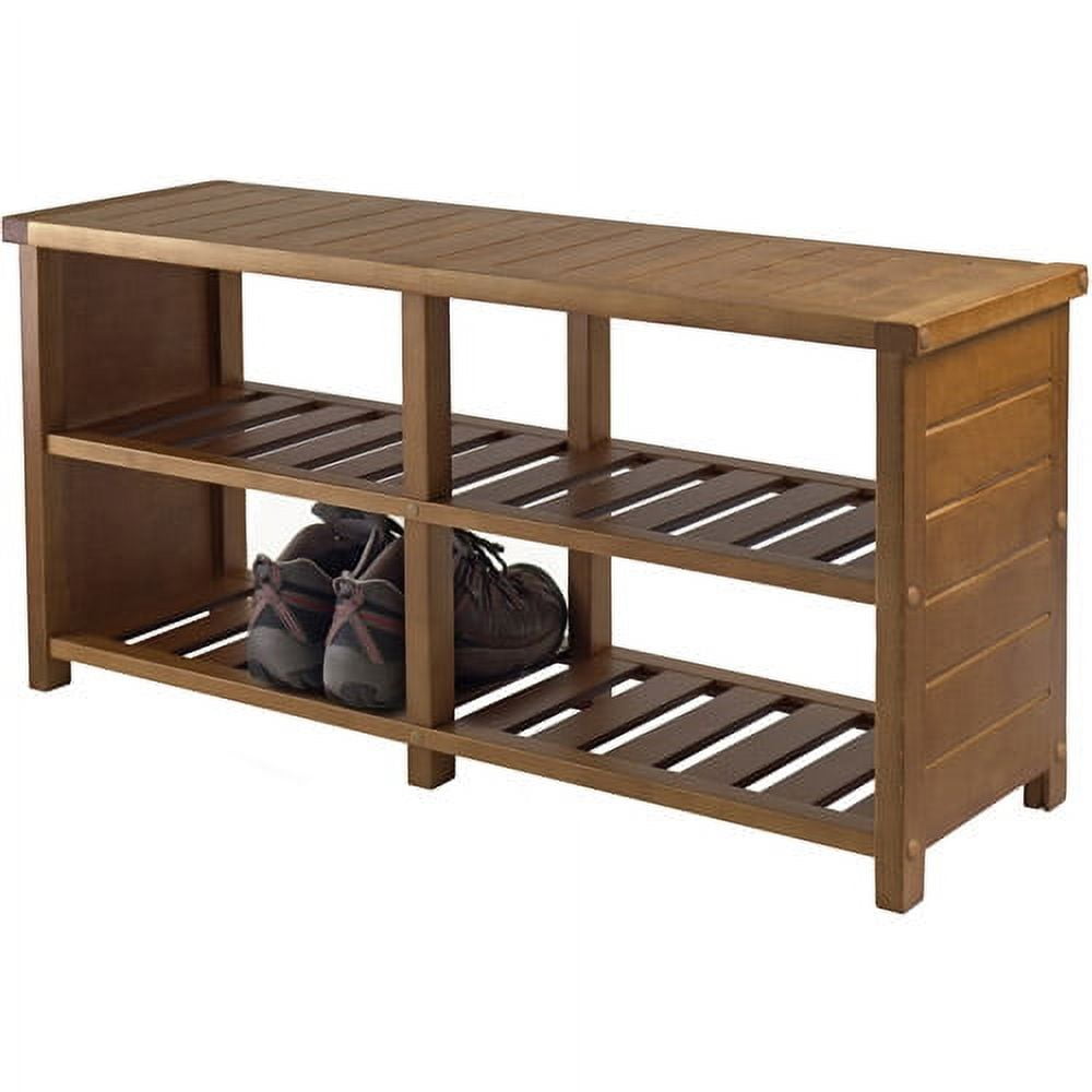 Winsome Keystone Shoe Bench, Teak Finish - Image 2