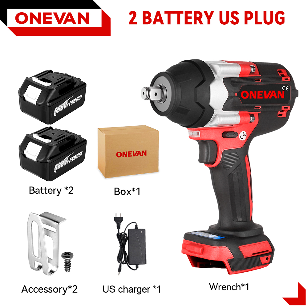 ONEVAN Cordless Impact Wrench 1/2", 20V Powerful Brushless Motor w/ 5-Mode Speed, Power Impact Wrench Max Torque 660 ft-lbs (900N.m), Impact Gun w/ 2 x 3.0A Batteries for Home Car - Image 4