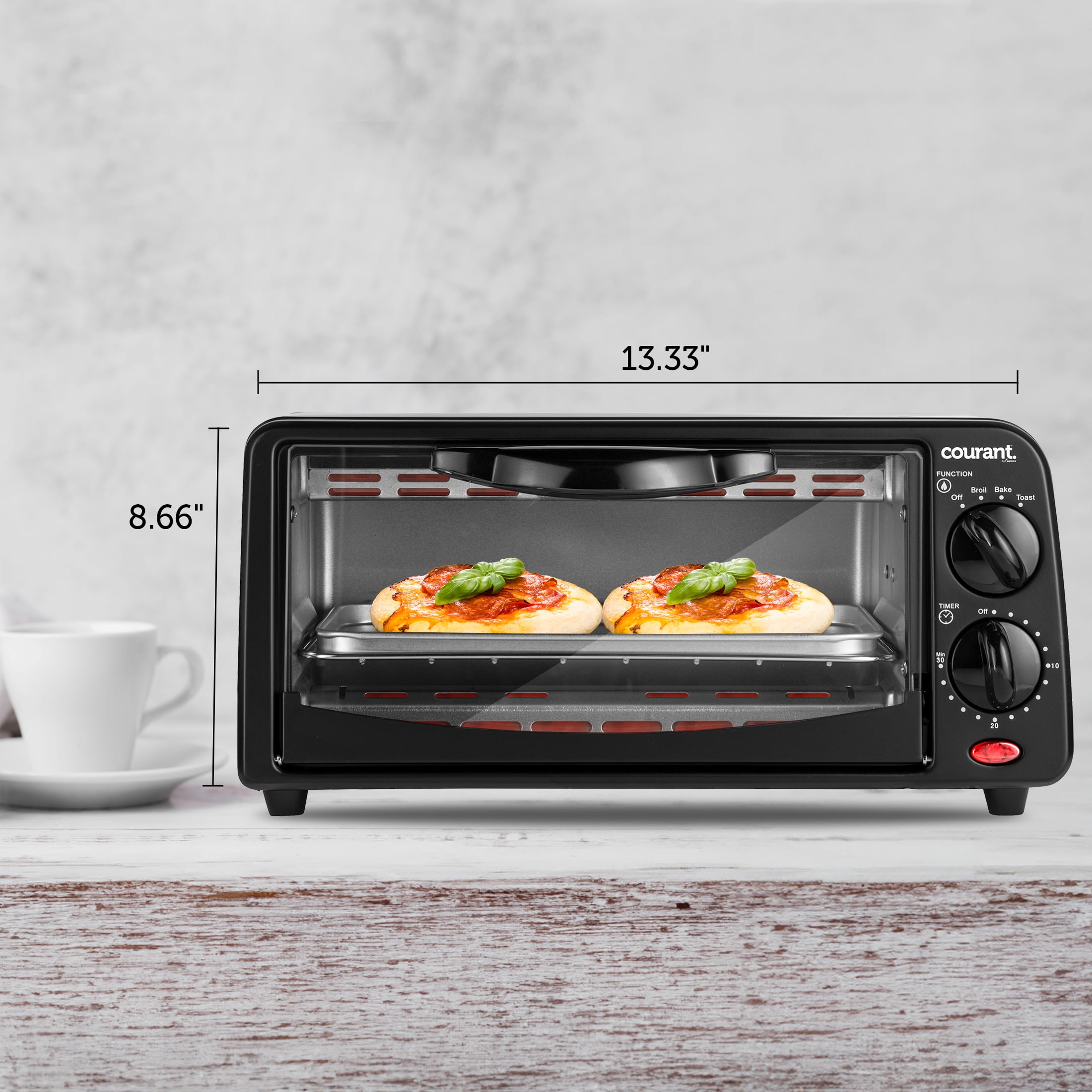 Courant 4-slice Toaster Oven. Toast, Bake, and Broil Settings, Black - Image 2