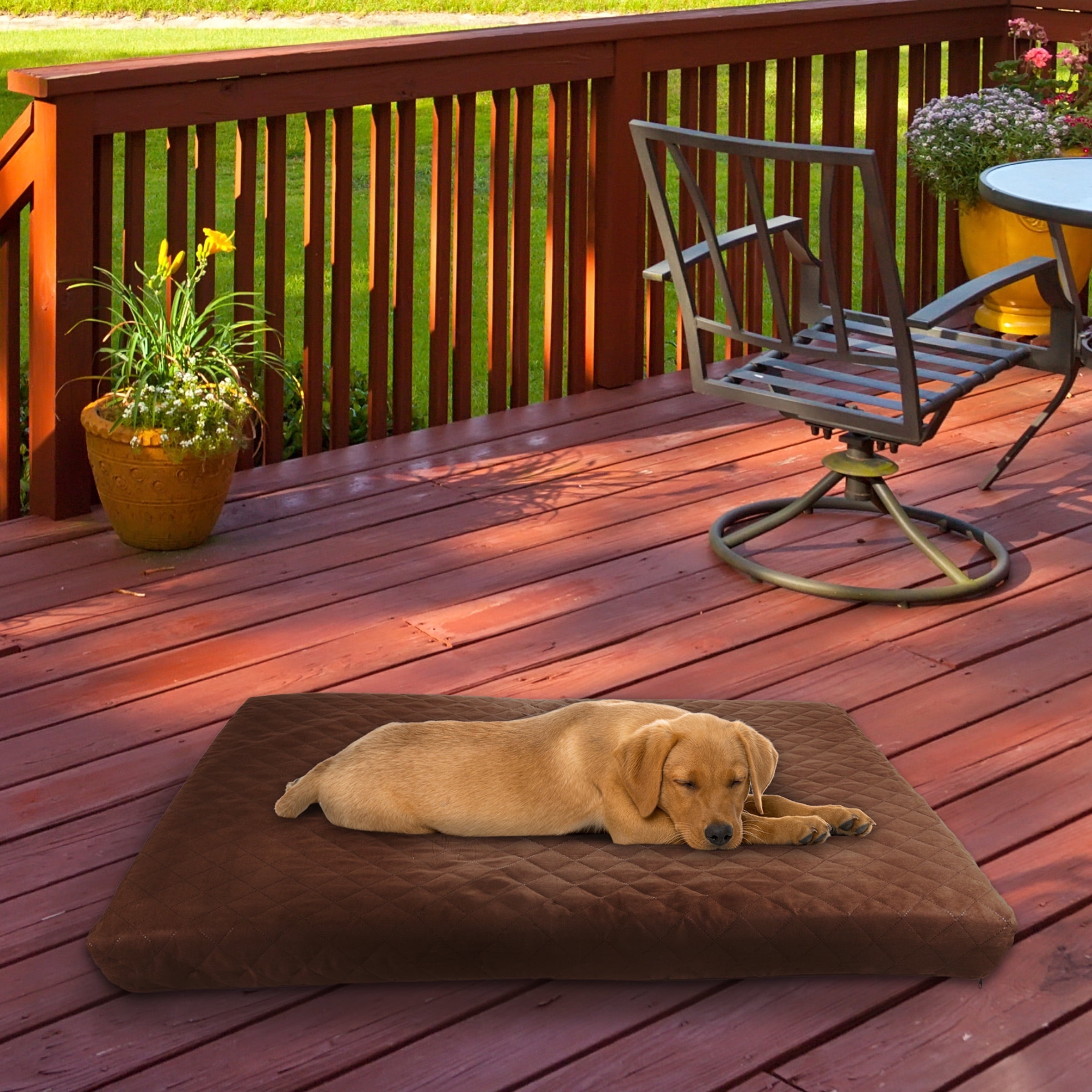 PETMAKER 36in Water-Resistant Dog Bed with Removable Washable Cover (Brown) - Image 3