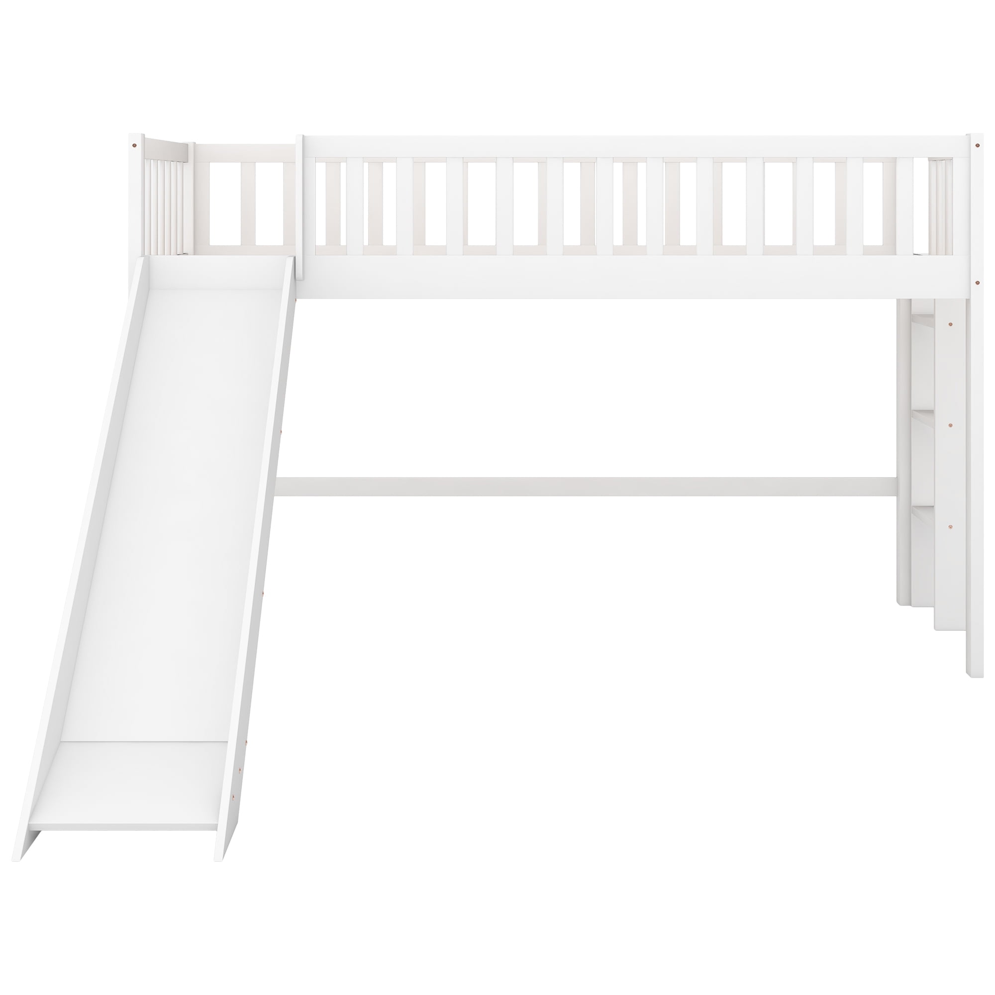 Aukfa Twin Loft Bed with Slide, Solid Wood Bed Frame for Kids - White - Image 5