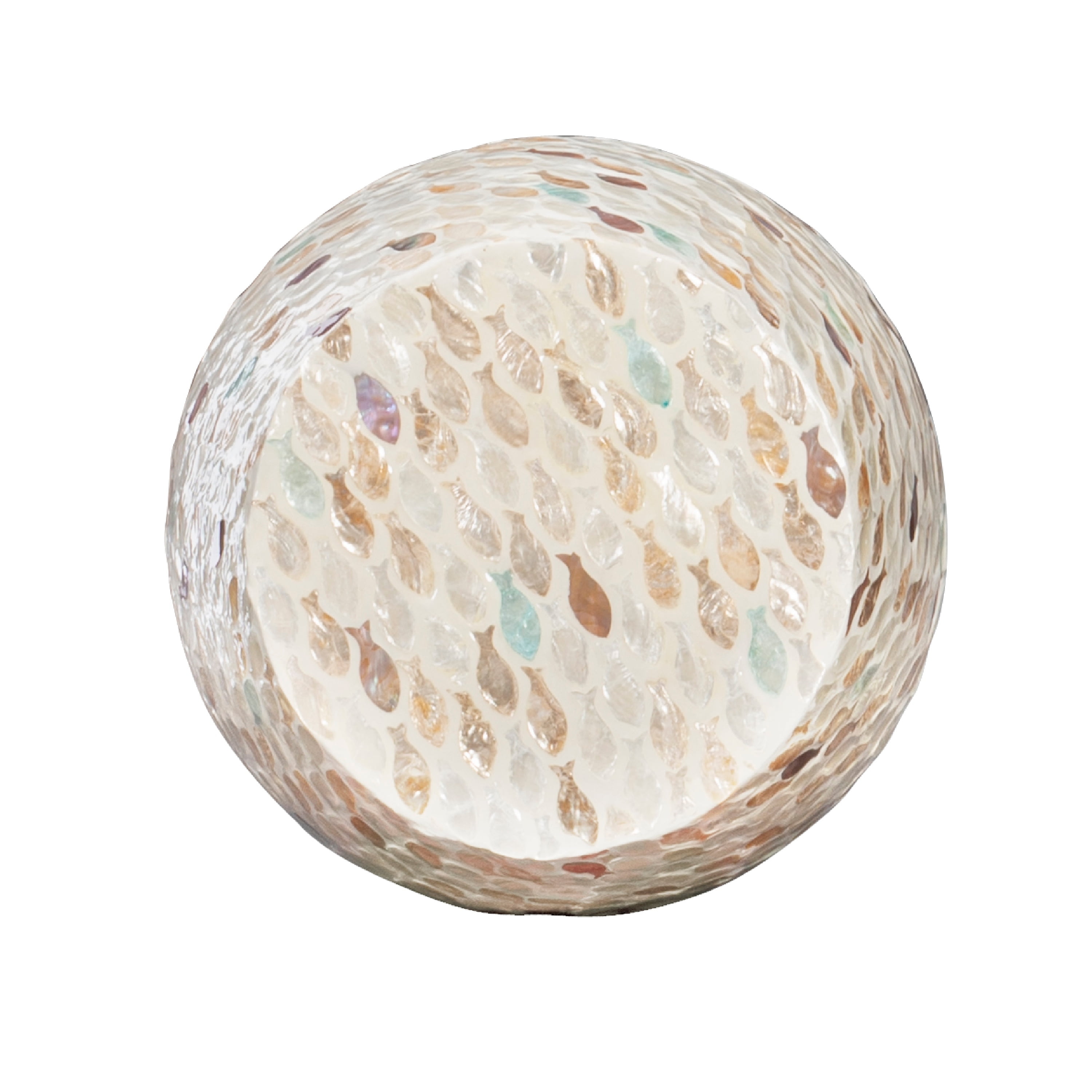 Linon Prescott Indoor Drum Accent Table, 19.75" Tall, Multicolor Fish Mosaic on Ivory - Image 12