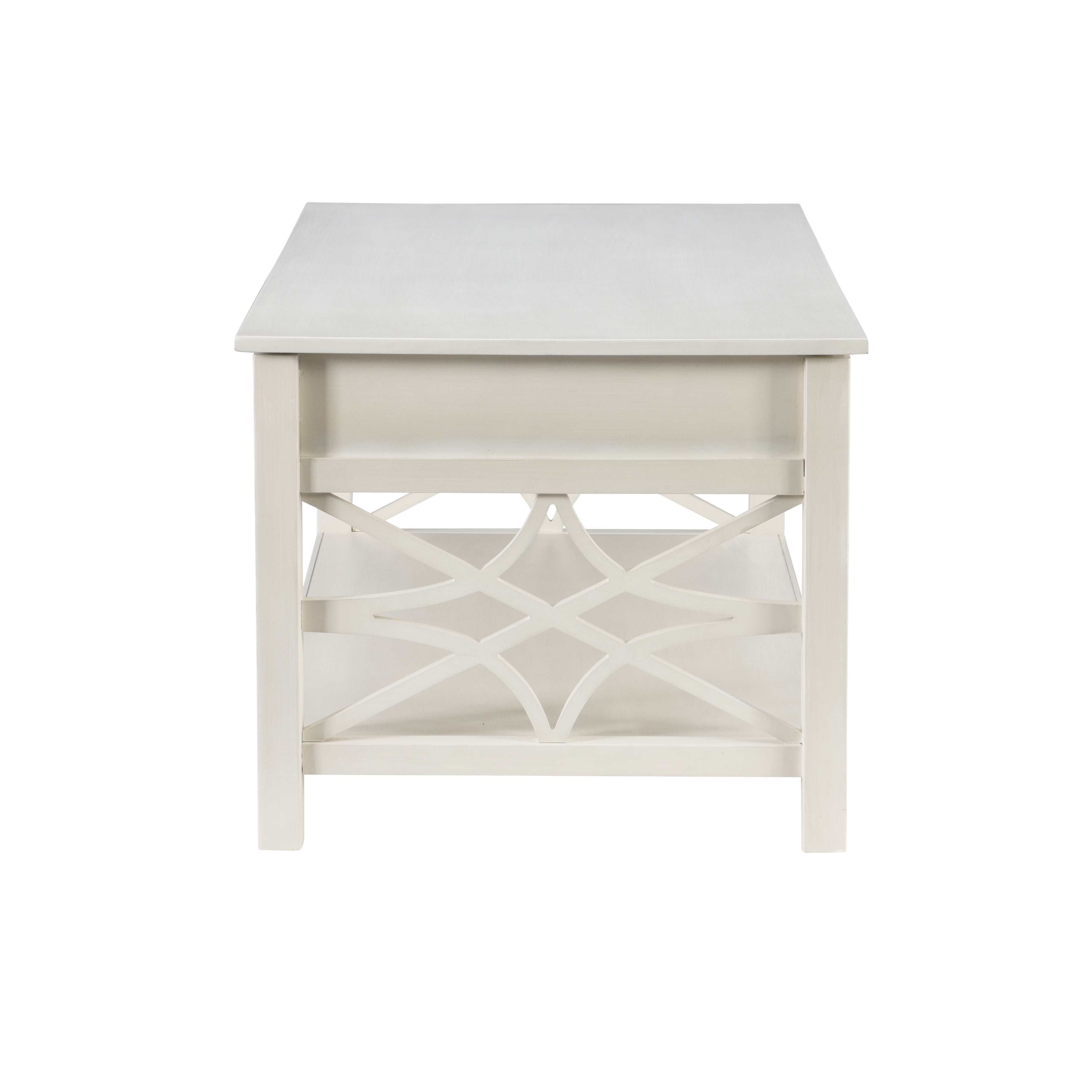 Linon Lift Top Storage Pine Wood Coffee Table, White - Image 10