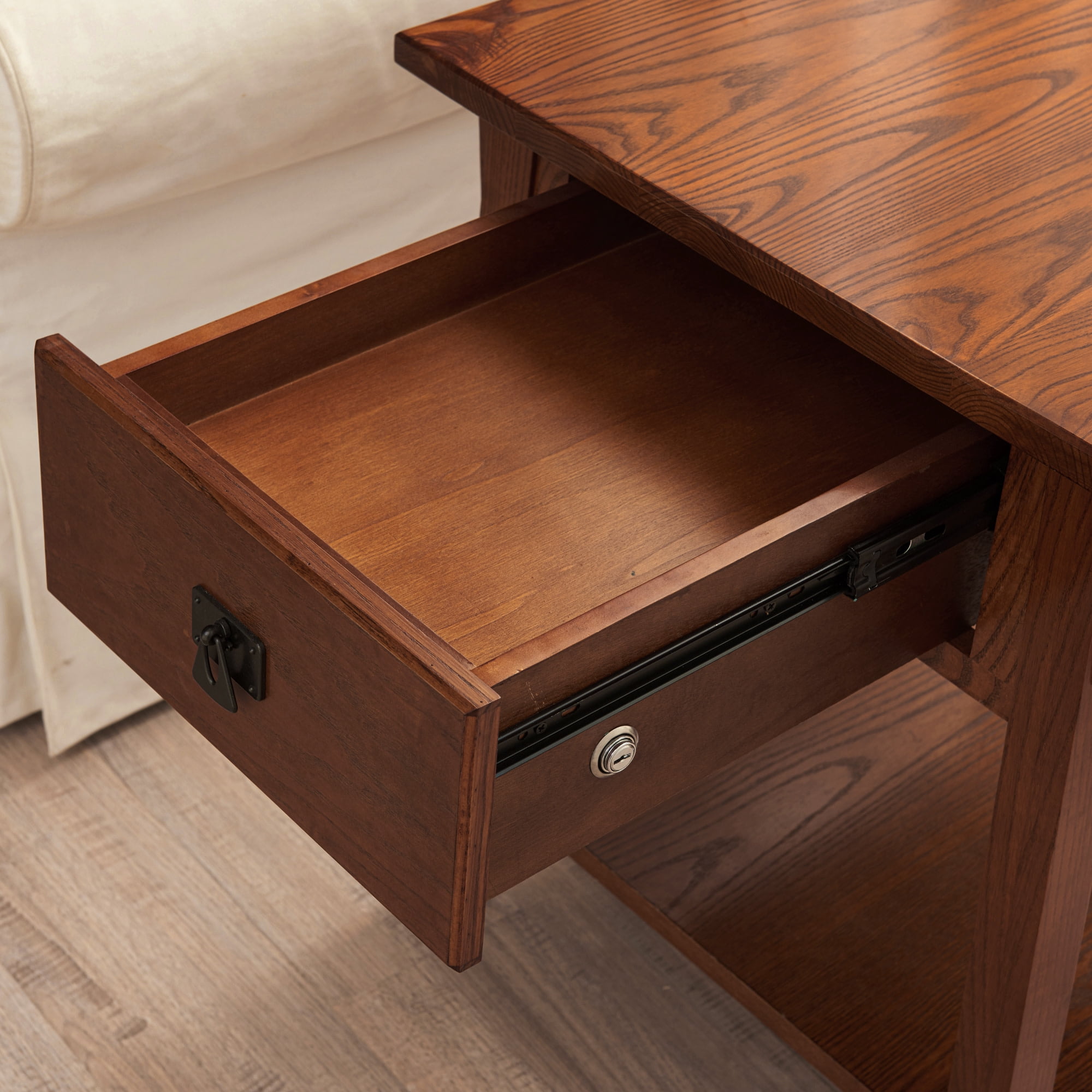 Leick Home Solid Wood Mission End Table with Locking Secret Compartment, Russet Finish - Image 11