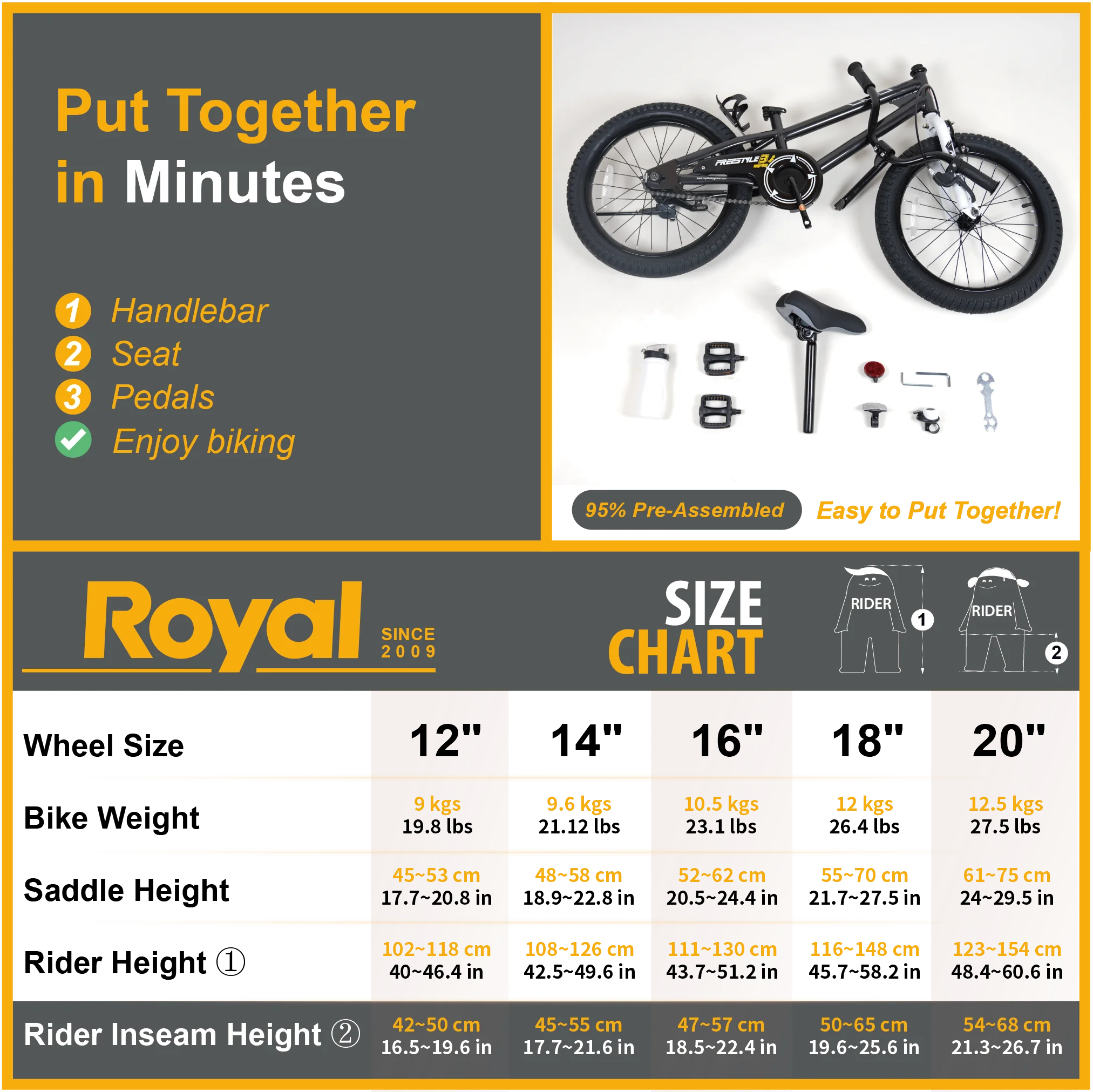 Royalbaby Freestyle 18 In Black Kids Bike Boys and Girls Bike with Kickstand and Water Bottle - Image 8