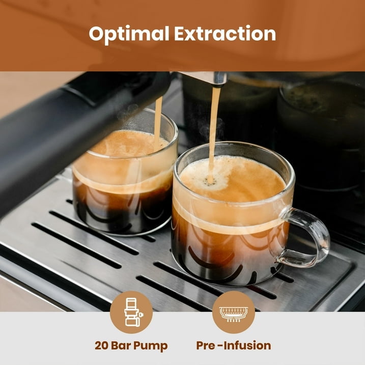 GEVI 20 Bar Stainless Steel Espresso Machine with Milk Frother Wand and Dual Temperature Control, GECME403L-U - Image 4