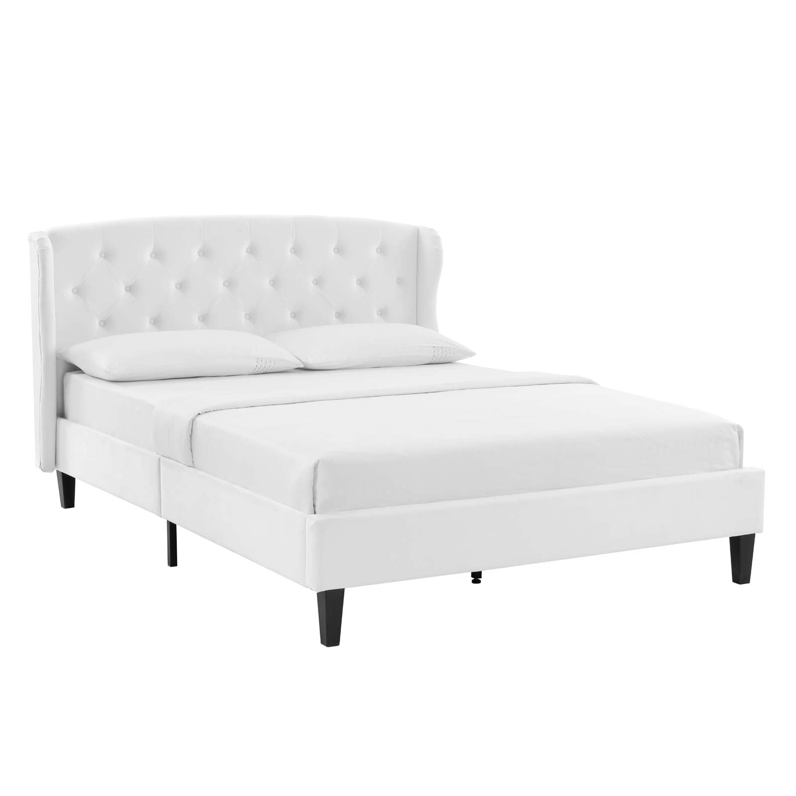 Modway Penelope Tufted Wingback Queen Performance Velvet Platform Bed in White - Image 3