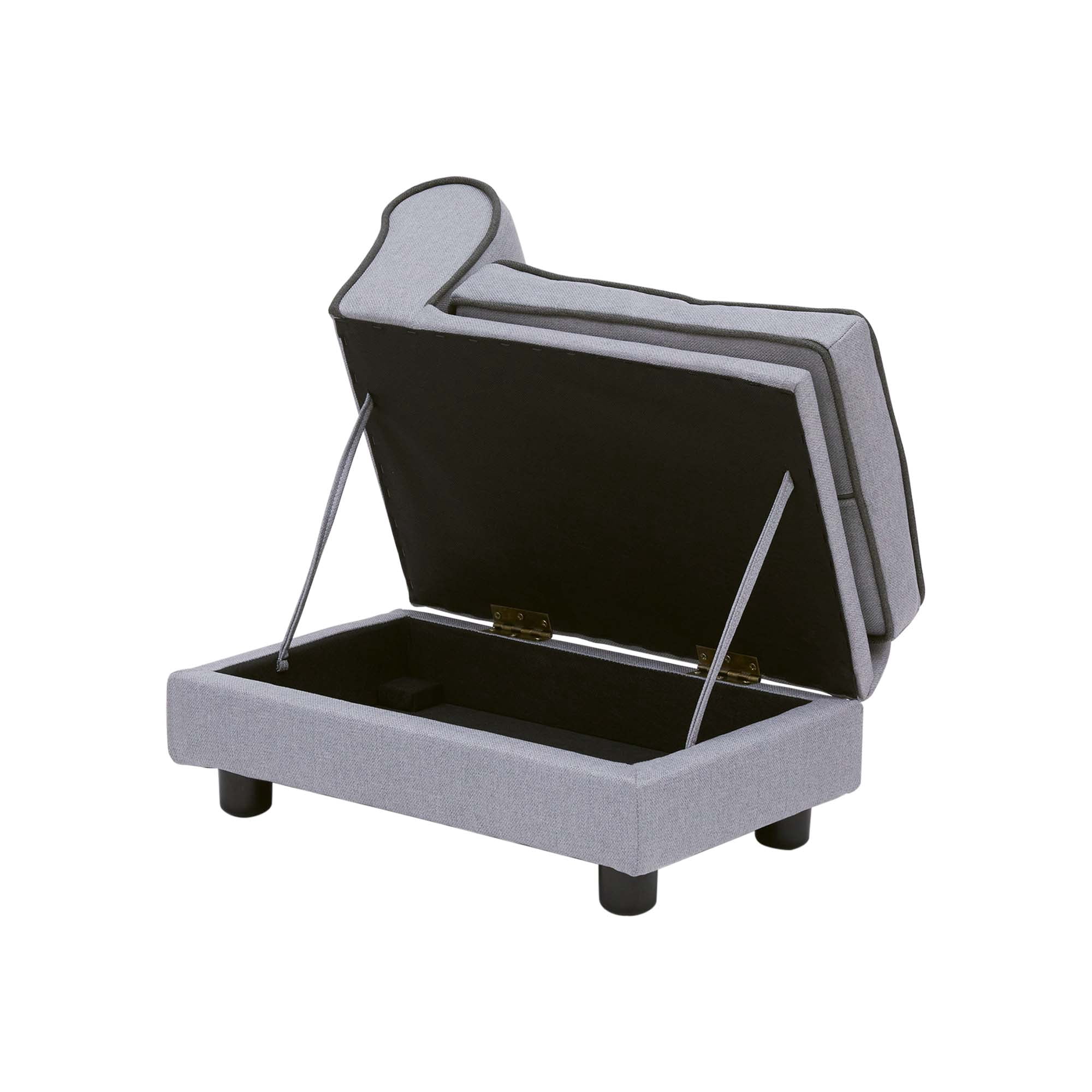 Teamson Pets Ivan Chaise Lounge Dog Bed with Storage for Pets up to 33 lbs, Gray - Image 7