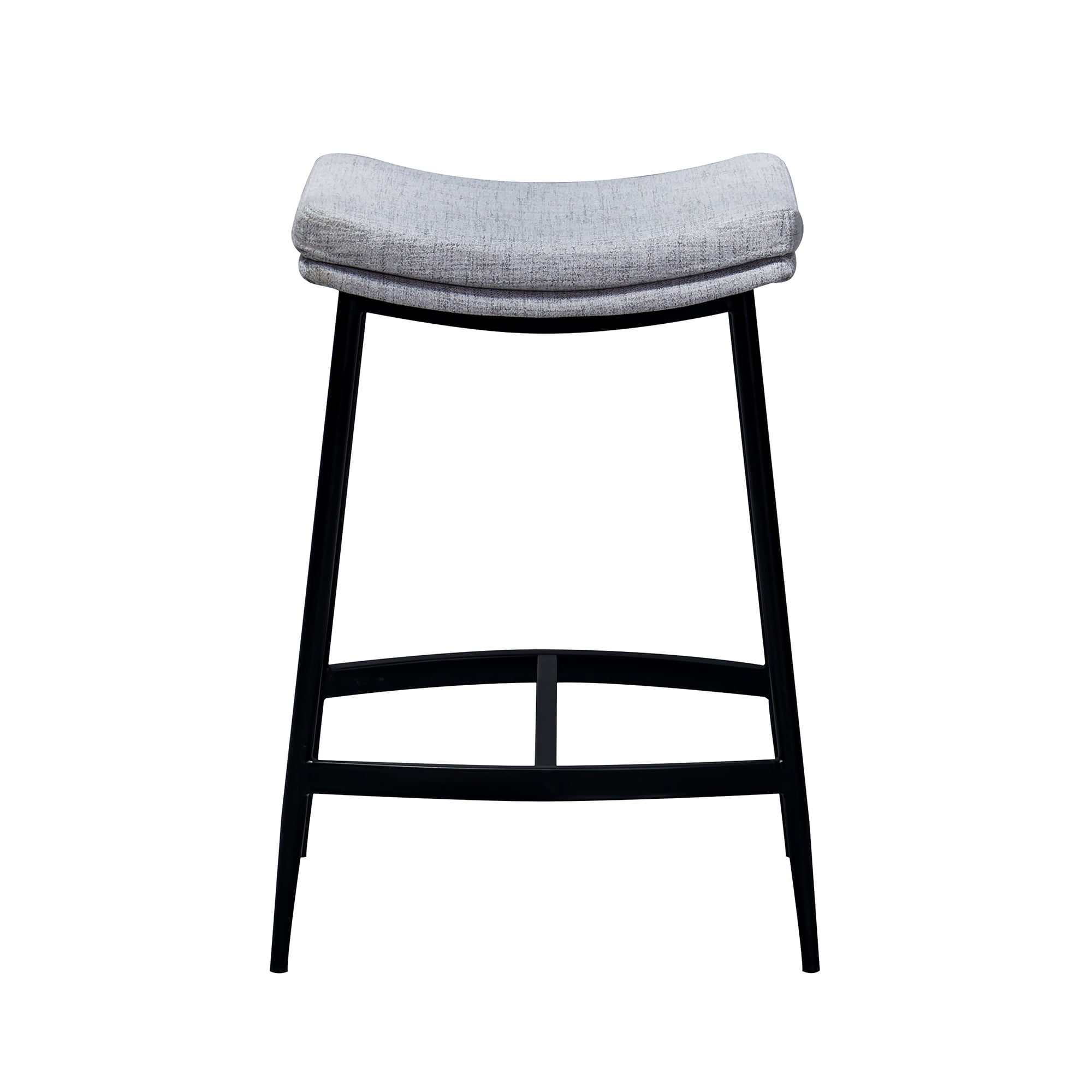 Nathan James Arlo Modern Backless Upholstered Kitchen Counter Bar Stool with Saddle Seat and Metal Base, Grey/ Matte Black - Image 5