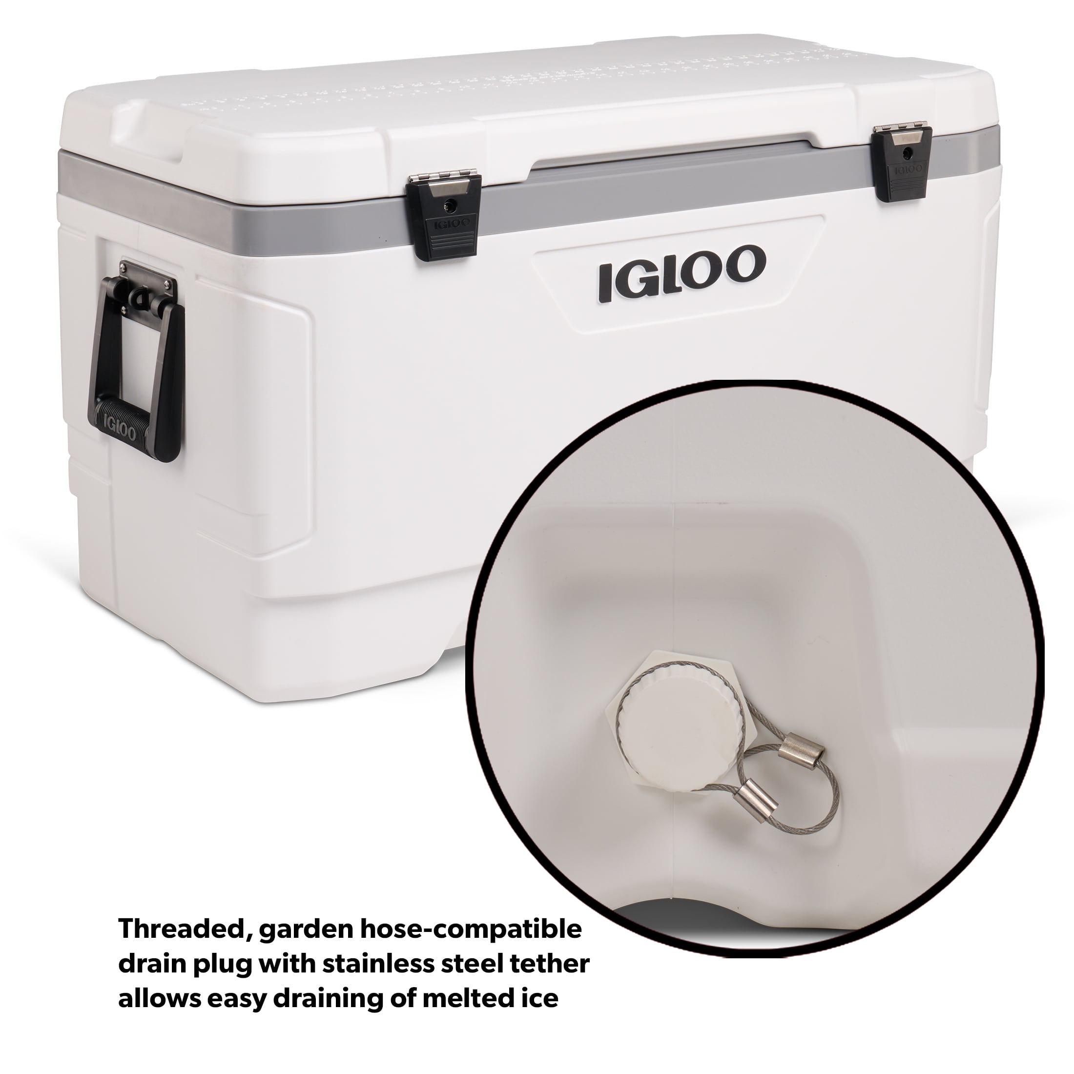 Igloo 100 QT Latitude Marine Ultra Hard-Sided Cooler, White and Moonscape Gray - Image 6