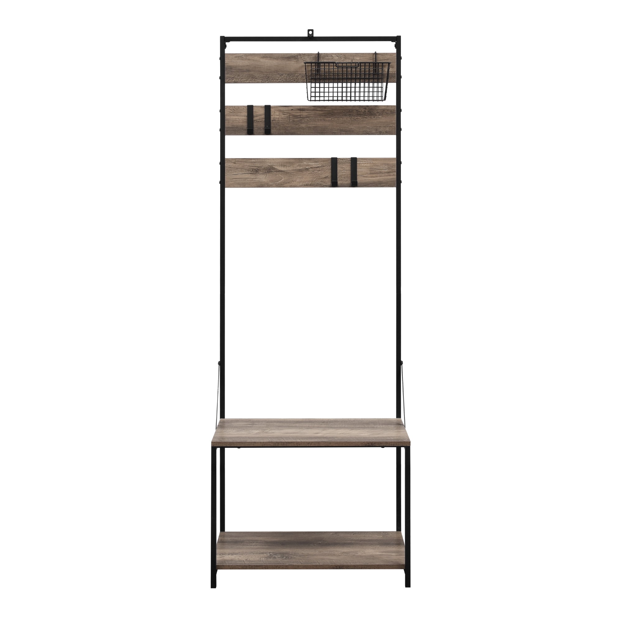 Manor Park Slat Hall Tree with Adjustable Storage, Grey Wash - Image 6