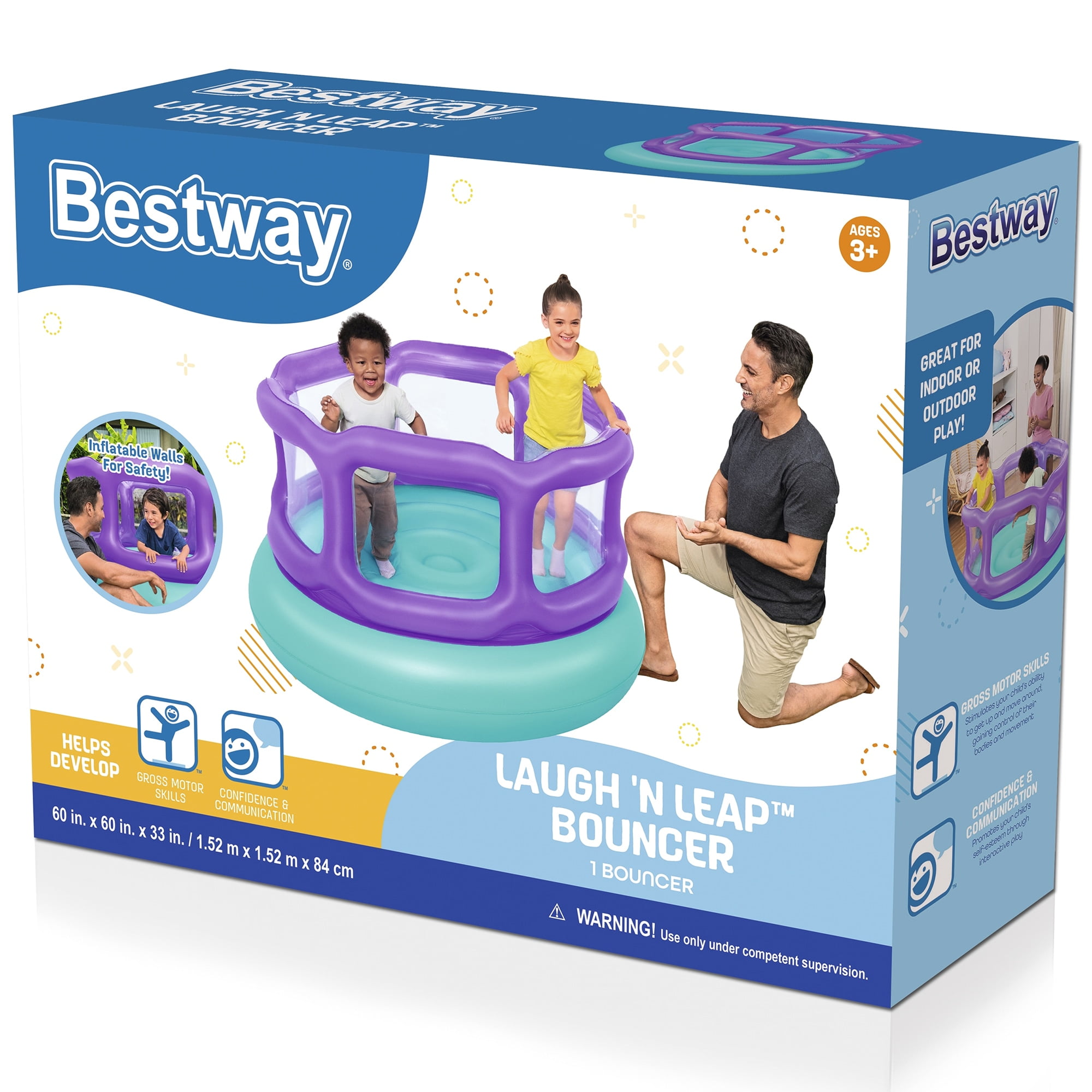 Bestway Laugh 'n Leap Kids Inflatable Bouncer for 2-5 yrs, (59.84" x 59.84" x 33.07") - Image 2