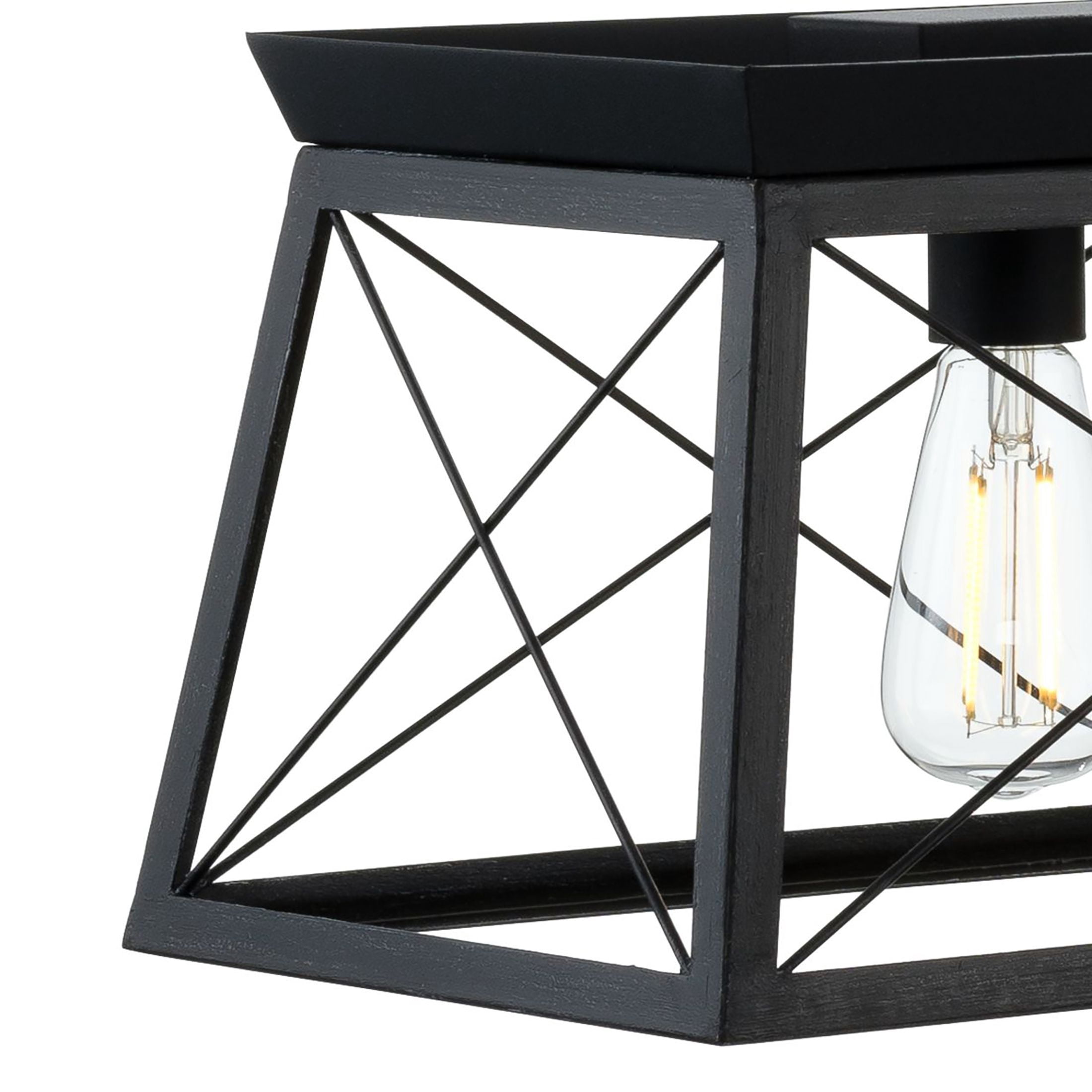 Briarwood Collection Five-Light Textured and Cerused Black Farmhouse Style Linear Island Chandelier Light - Image 12