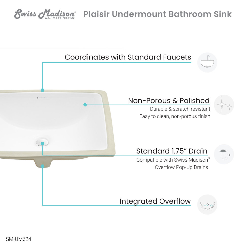 Plaisir 18.5 Rectangular Under-Mount Bathroom Sink - Image 4