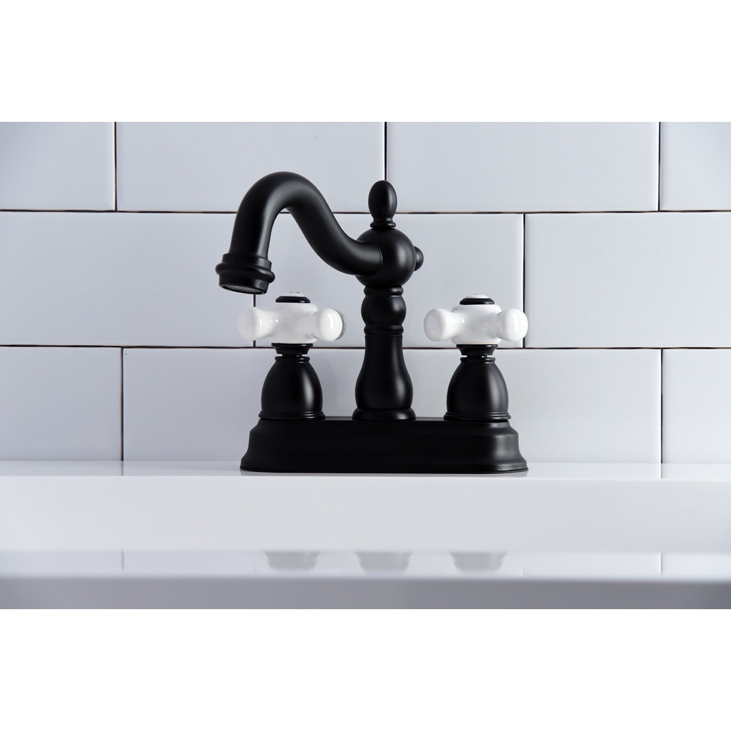 Kingston Brass KB1600PX Heritage 4 in. Centerset Bathroom Faucet, Matte Black - Image 5