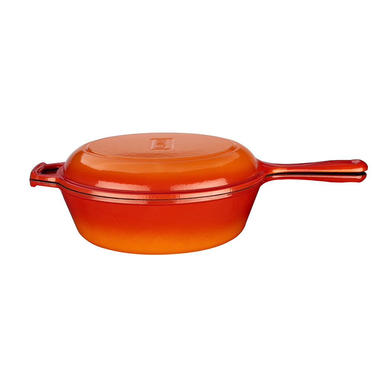 Lava Enameled Cast Iron Combo Deep Skillet and Frying Pan Lid - 10 Inch Diameter, Three Layers of Enamel Coated, 2-in-1 Dual Use Cast Iron Multi Cooker (Orange) - Image 2