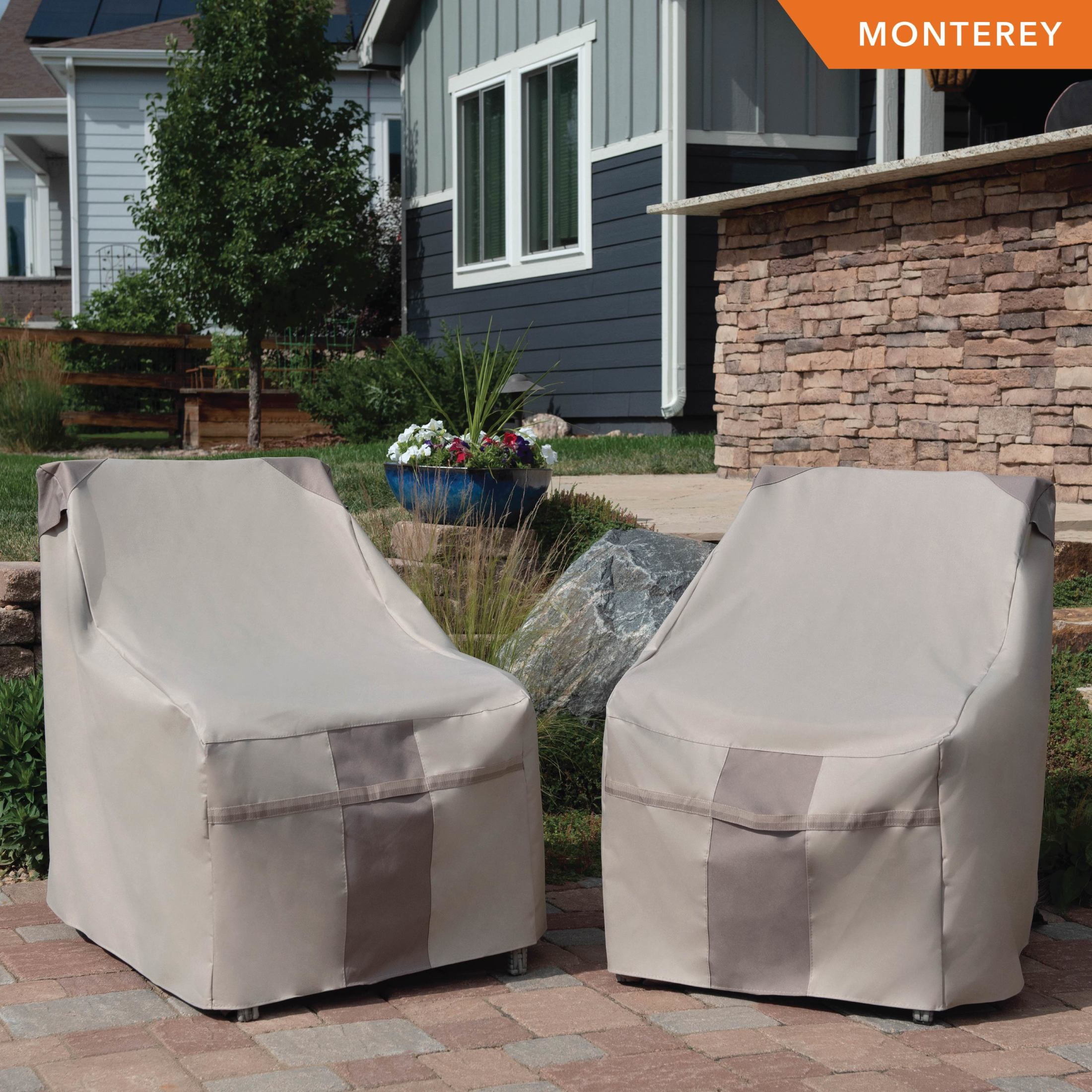 Modern Leisure Monterey Outdoor Patio Bar Table & Chair Set Cover, 66"L x 64"W x 34"H, Beige - Image 13