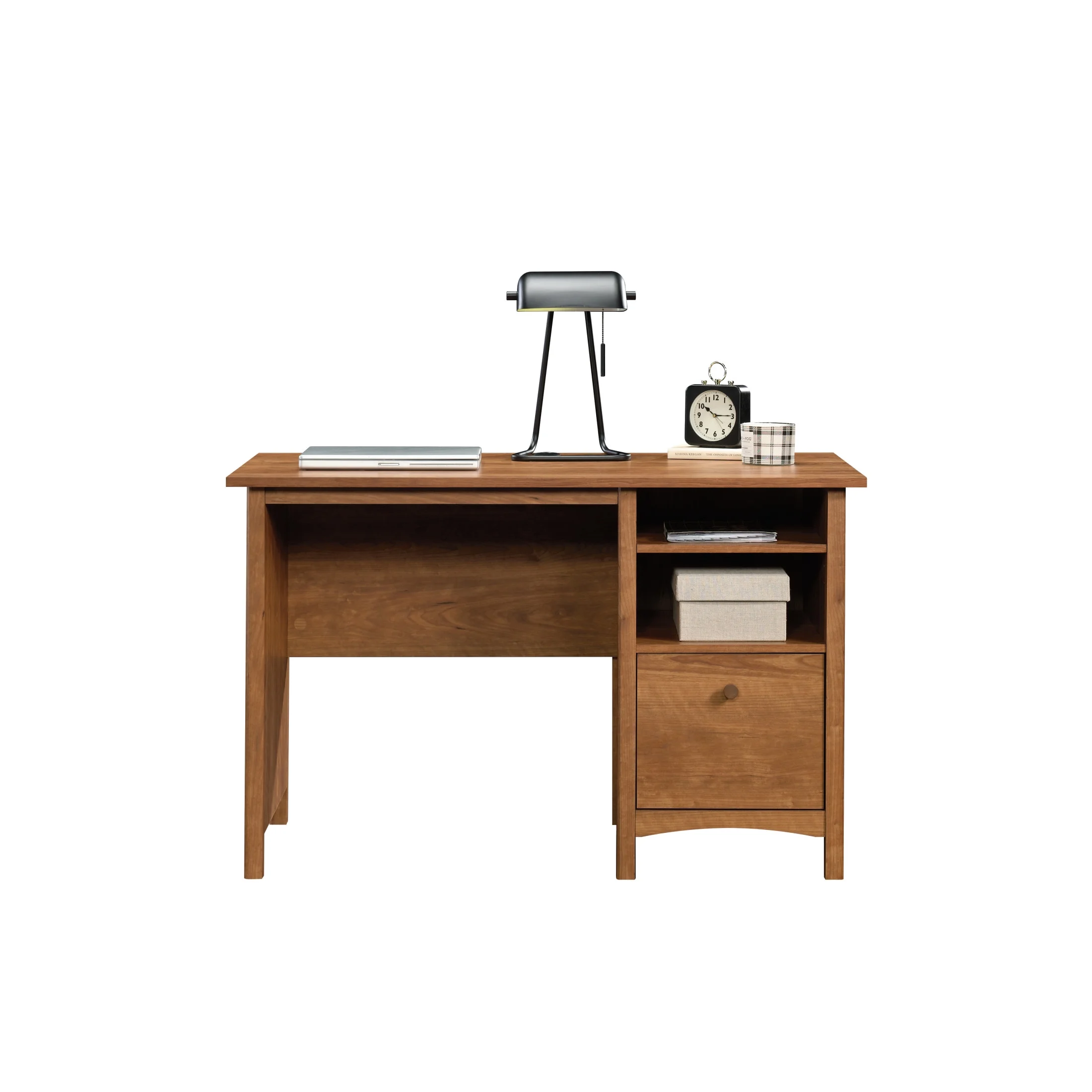 Sauder Union Plain Single Pedestal Desk, Prairie Cherry Finish - Image 6