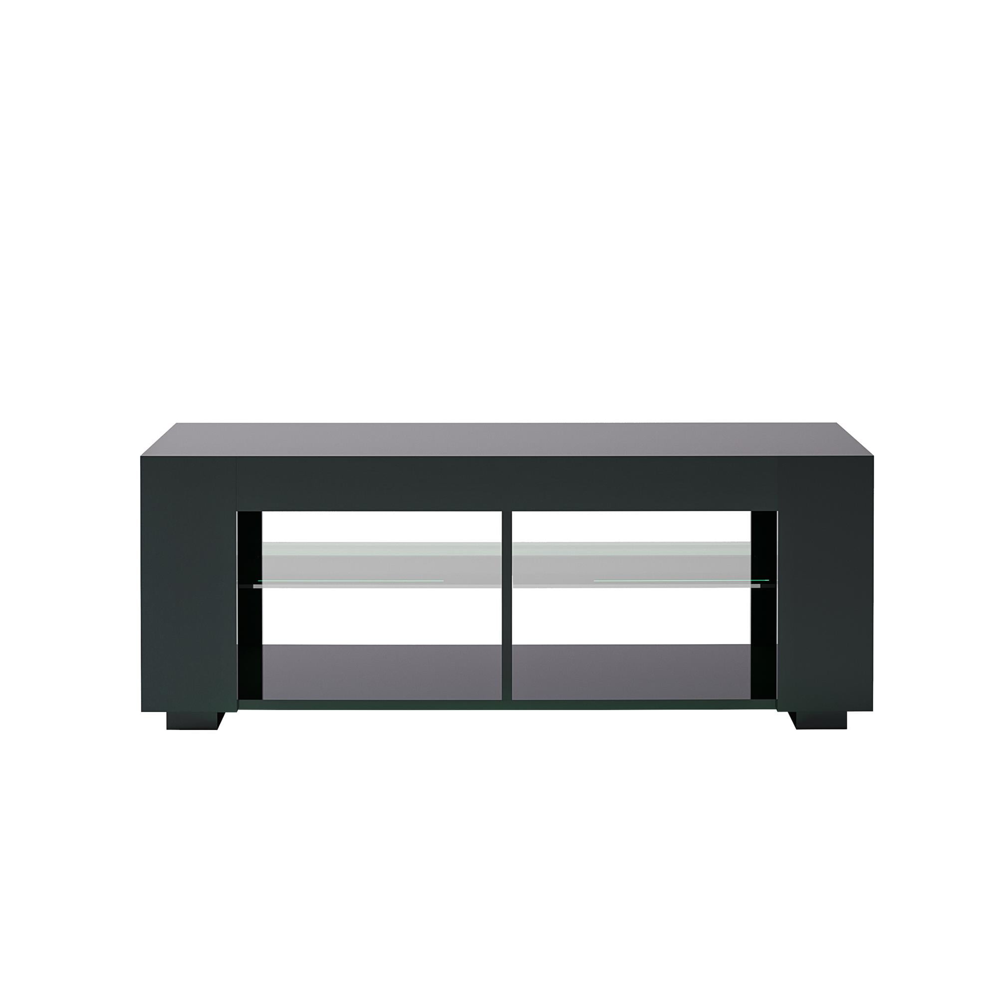 NTense LED TV Stand with Glass Shelves for TVs up to 55", Black Gloss - Image 6
