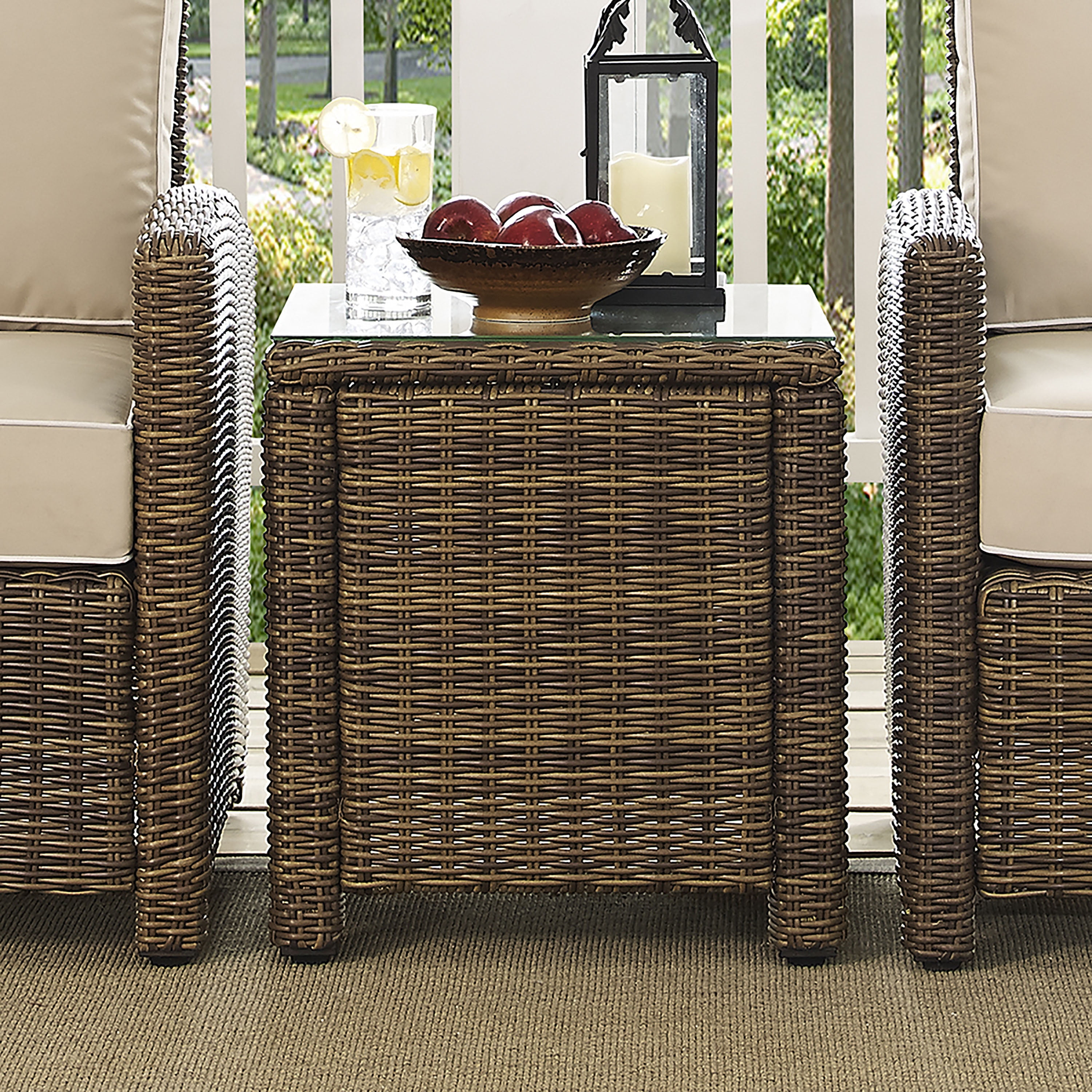 Crosley Furniture Bradenton All Weather Rattan Wicker Outdoor Side Table for Patio, Deck, Porch - Image 7