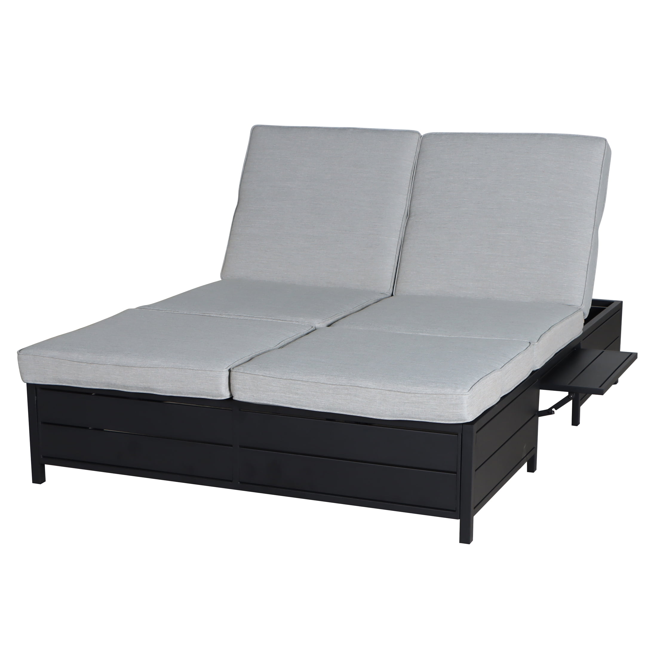 Mainstays Asher Springs Outdoor Double Chaise Lounge Bench- Black & Gray - Image 3