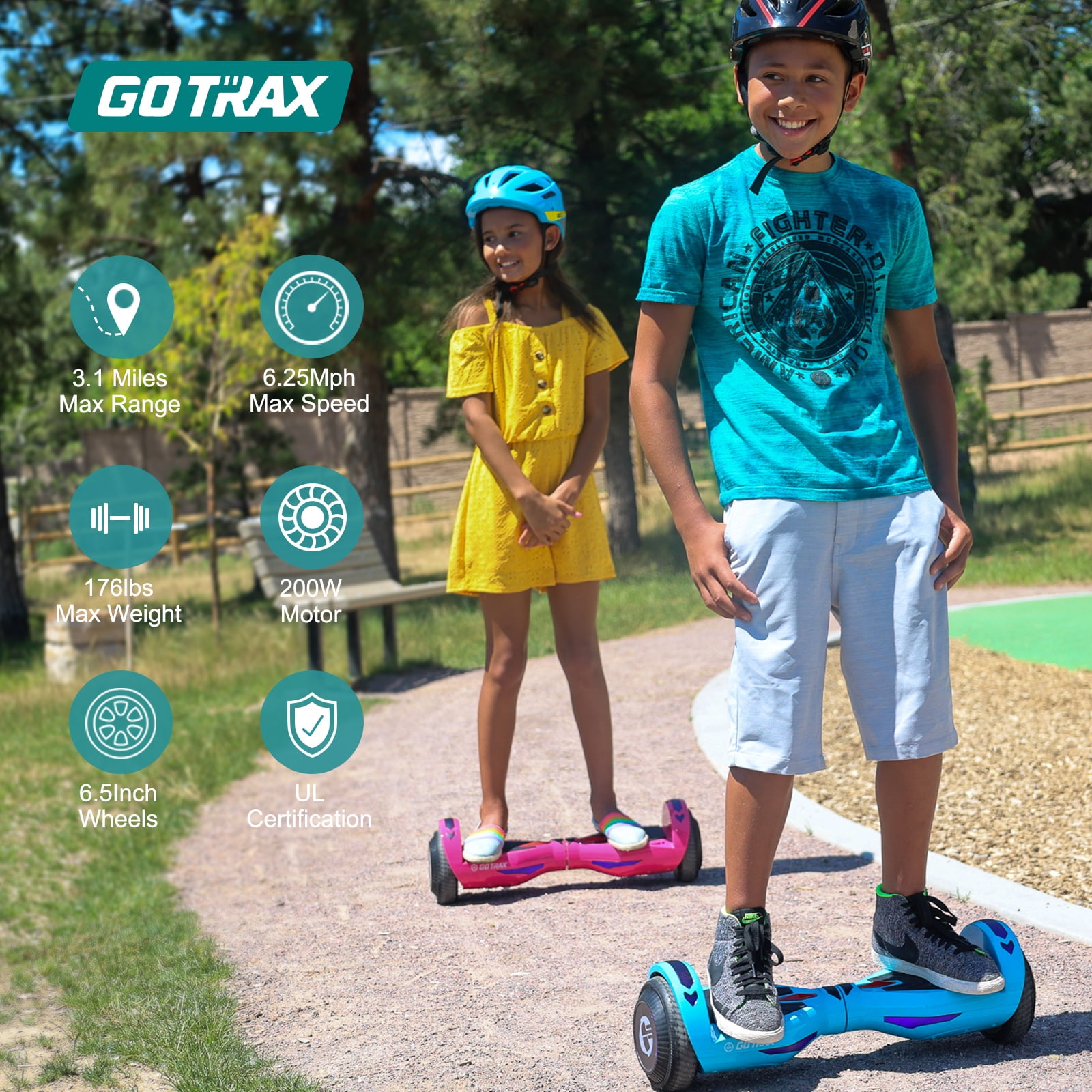 GOTRAX NOVA Hoverboard for Kids Ages 6+, 200W 6.5" LED Wheels&6.25mph HoverBoard for Kids, Teal - Image 9